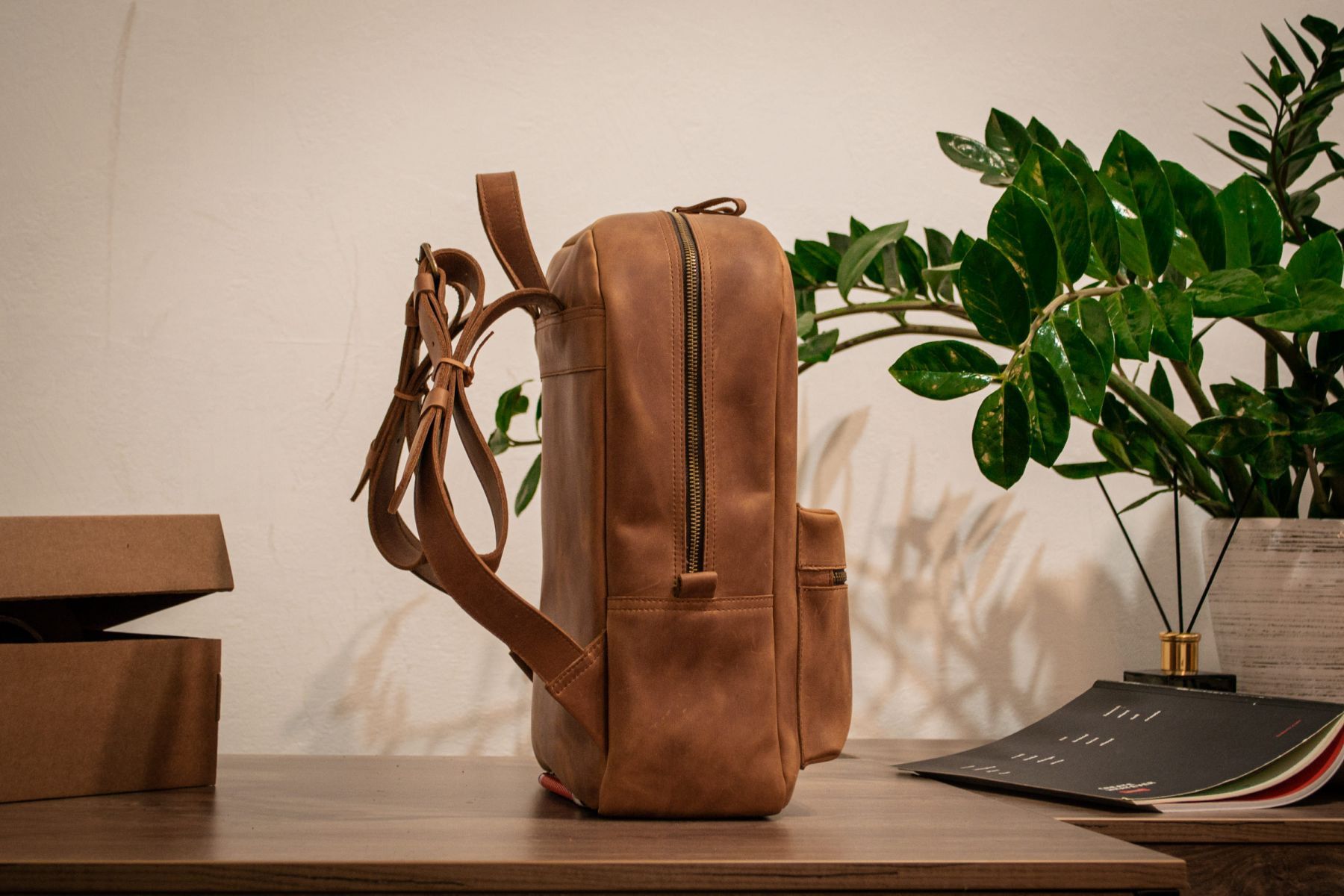 Handmade Leather Backpack. Genuine Vintage Leather CrazyHorse Size ONE SIZE - 5 Thumbnail