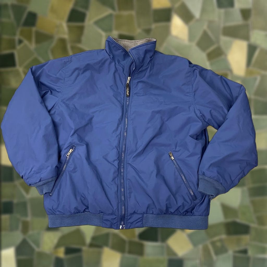 Vintage LL Bean Jacket Mens XL Blue Fleece Lined Nylon Bomber Zip Pockets Ribbed Hem Size US XL / EU 56 / 4 - 1 Thumbnail