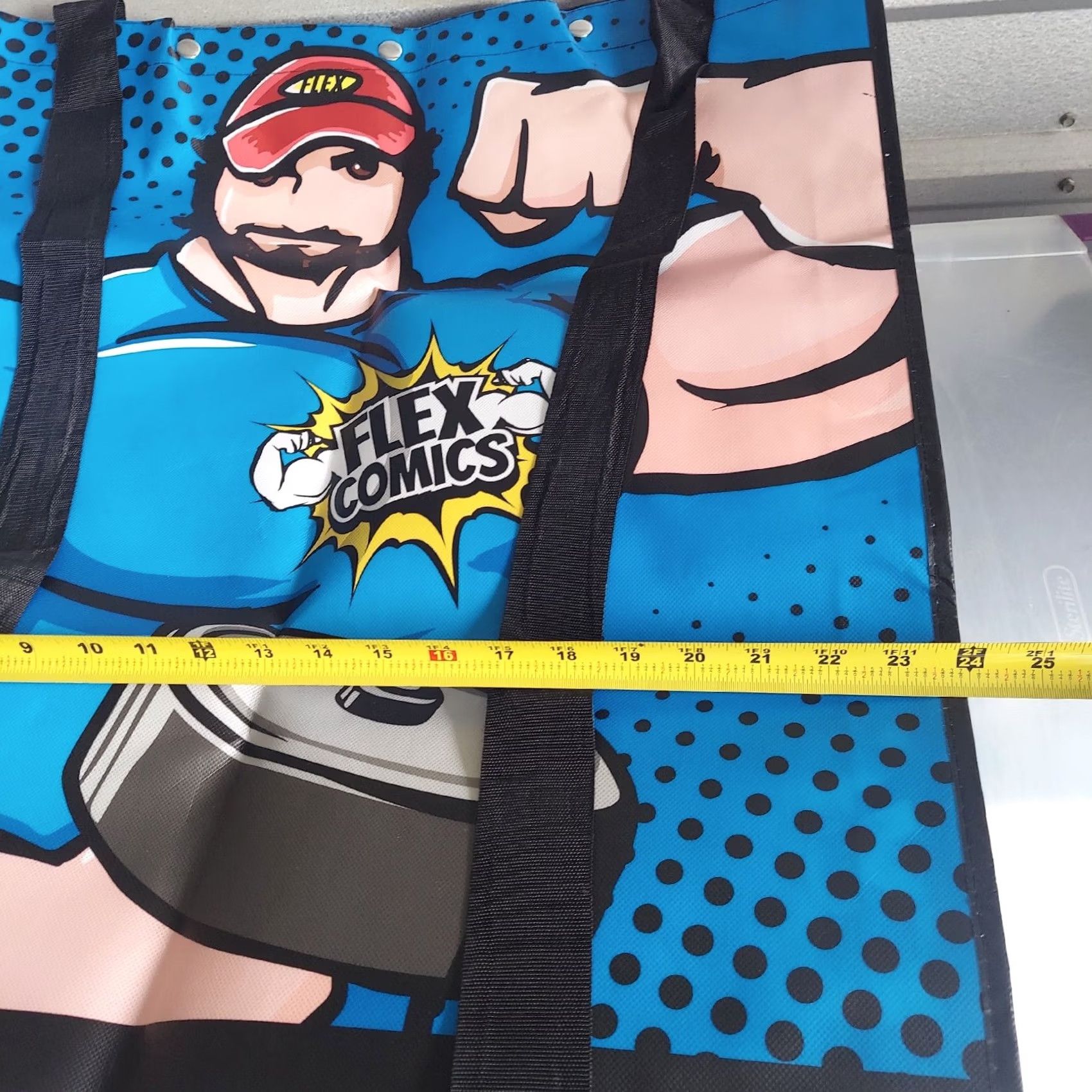 Vintage Totes Huge Flex Comics Backpack Eco Friendly Tote Bag Gym Bag Body Building Blue Men Vinyl Backpack Comics Eco Bag Size ONE SIZE - 7 Thumbnail