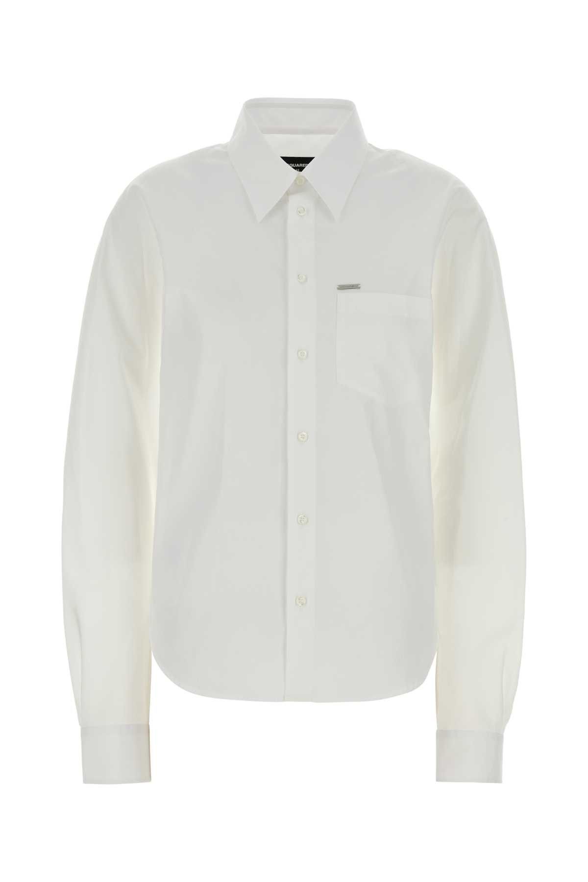 Dsquared2 White Poplin Shirt Size M / US 6-8 / IT 42-44 - 1 Thumbnail