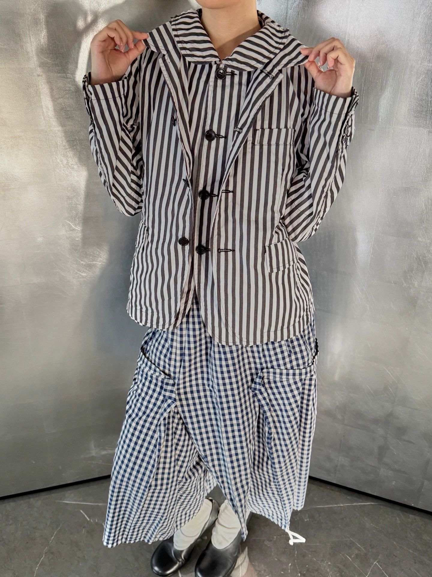 Comme des Garcons CDG AD2013 Black Layered Striped Waist-Cinched Blazer XS Size XS / US 0-2 / IT 36-38 - 5 Thumbnail