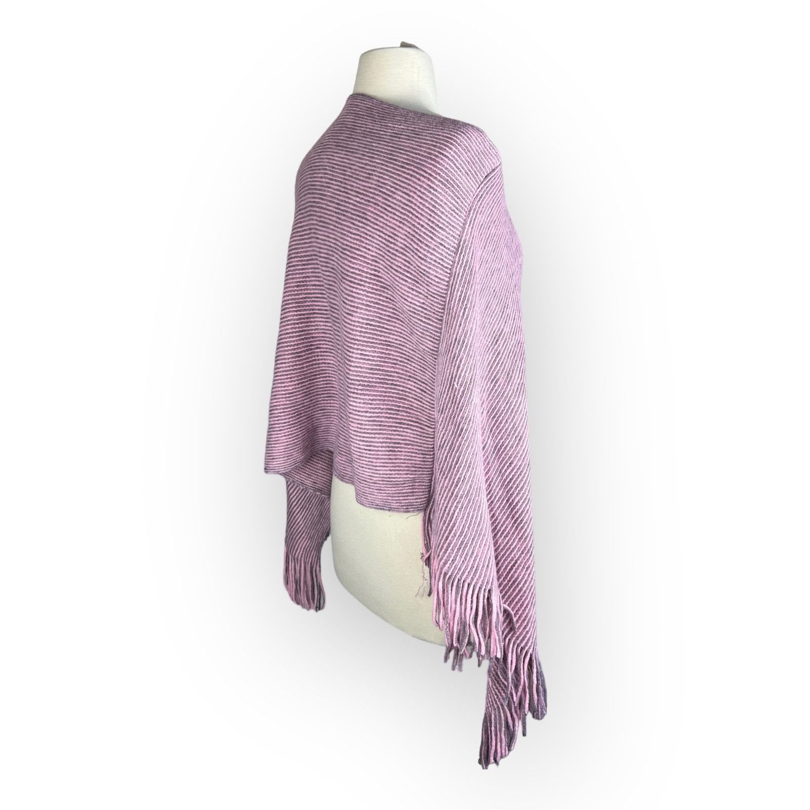 Vintage Vintage Handmade Knitted Poncho Shawl | Purple and Pink Size M / US 6-8 / IT 42-44 - 3 Thumbnail