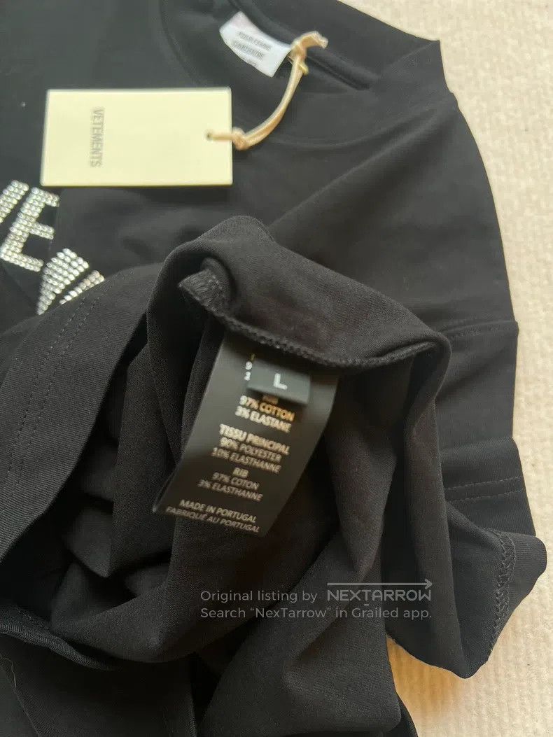 Vetements Vetements Black Rhinestone Letter Logo T-shirt Size US L / EU 52-54 / 3 - 2 Thumbnail