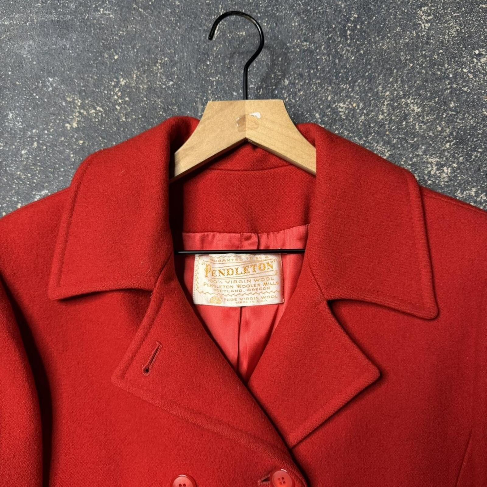 Pendleton Vintage 50’s Pendleton Red Wool Coat Size XS / US 0-2 / IT 36-38 - 2 Thumbnail