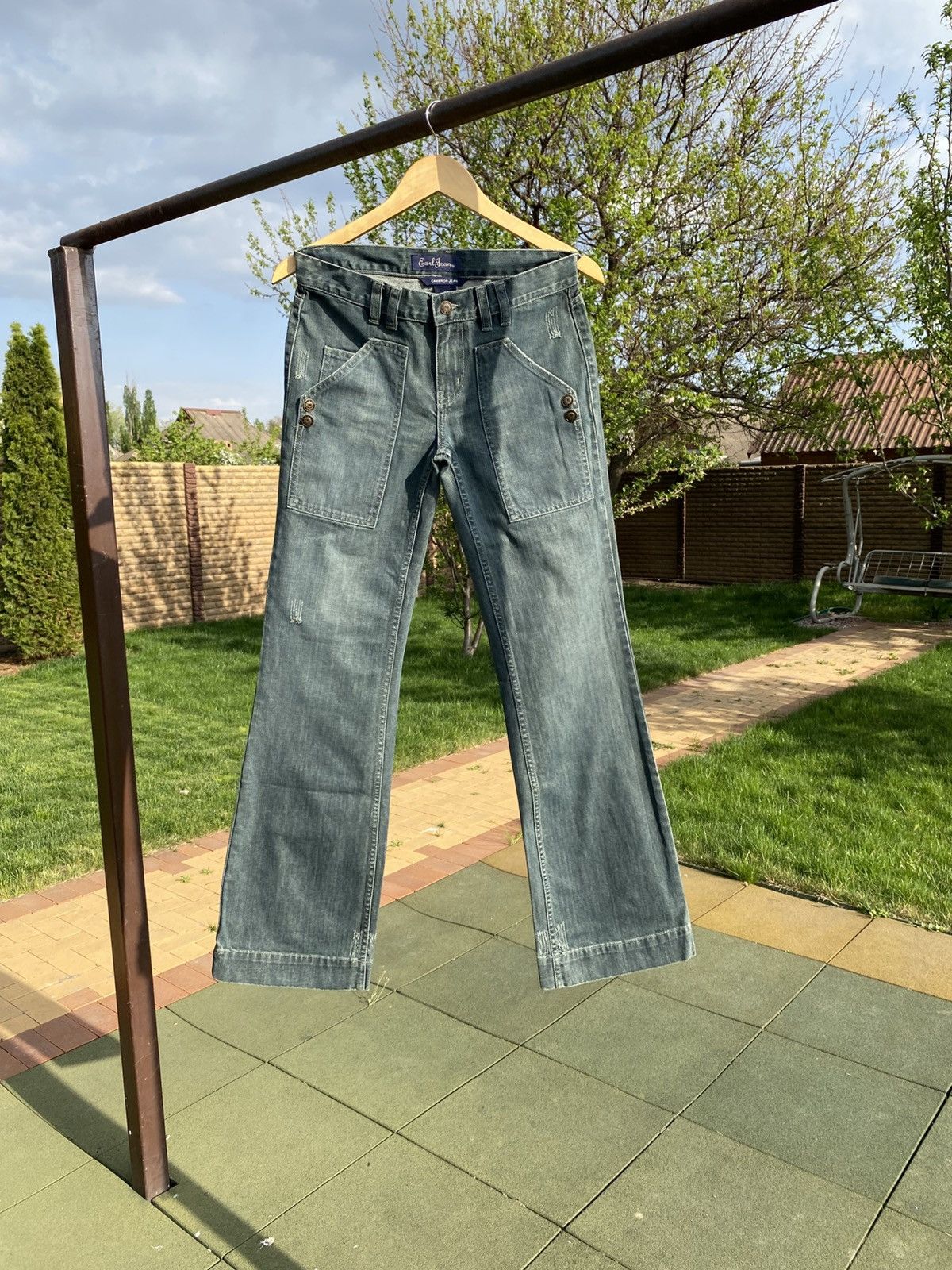 Earl Jeans × Japanese Brand × Vintage Vintage EarlJean Carpenter Jeans Y2K Workwear Wide Leg Denim Size 30" / US 8 / IT 44 - 1 Thumbnail