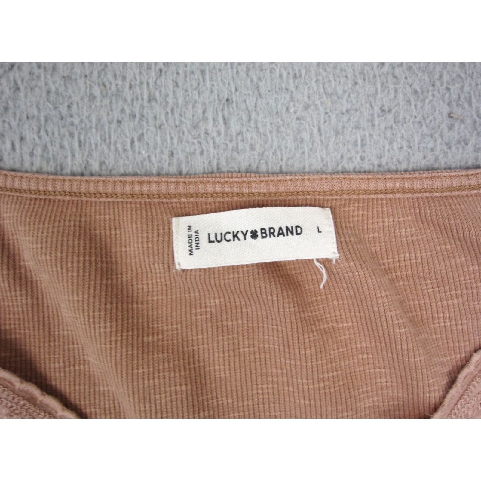 Lucky Brand Lucky Brand Shirt Womens Large Brown V-Neck Henley Lace Trim Top Size L / US 10 / IT 46 - 3 Thumbnail