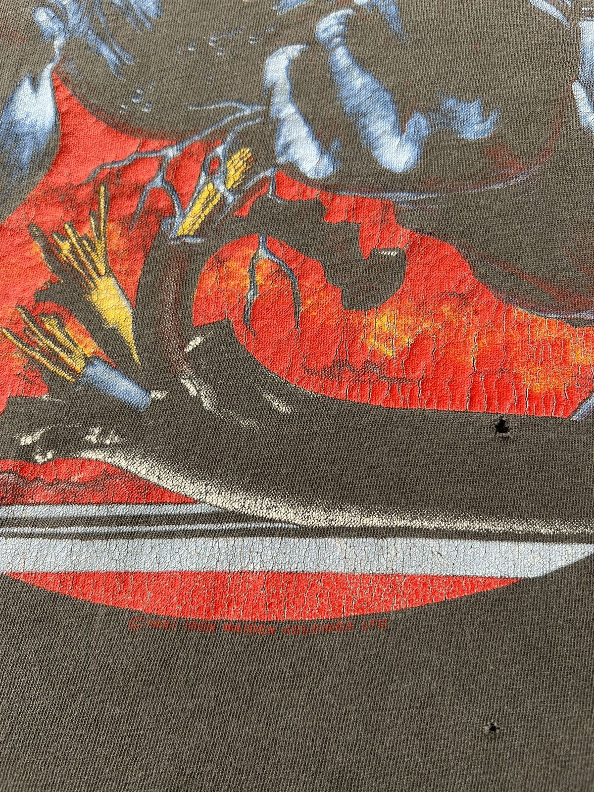 Band Tees Vintage 1993 Iron Maiden A Real Live One Faded Black T-shirt Size US XL / EU 56 / 4 - 5 Thumbnail