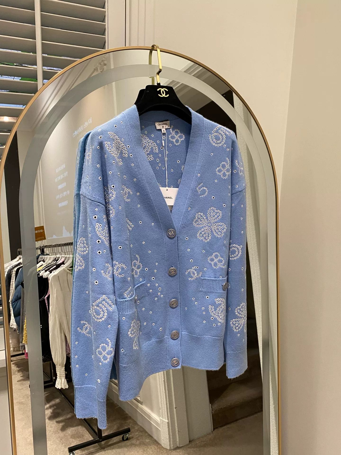 Chanel Chanel 23 Blue Hollow Print Knit Cardigan Size US S / EU 44-46 / 1 - 1 Thumbnail