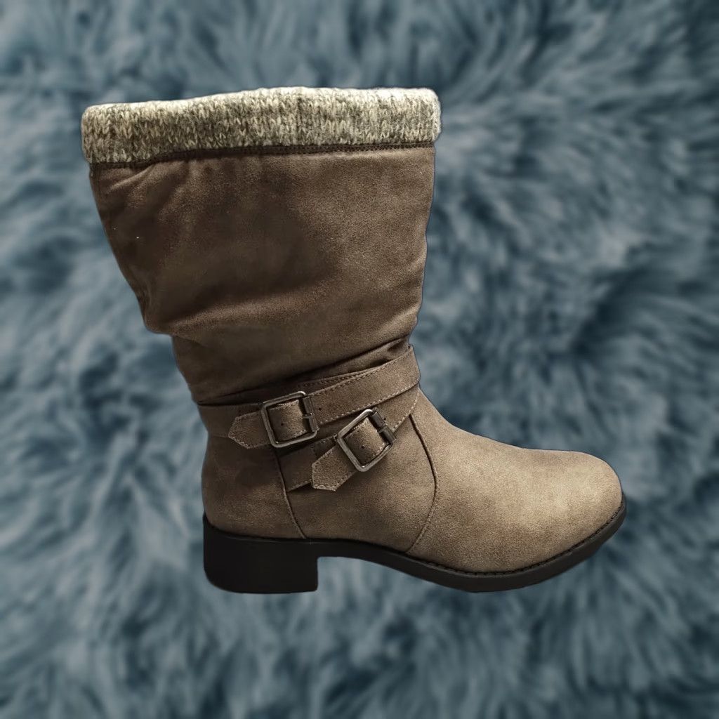 Torrid Torrid Boots Womens Size 9 Gray Almond Toe Mid-Calf Bootie Moto Sweater Trim Shoes Size M / US 6-8 / IT 42-44 - 1 Thumbnail