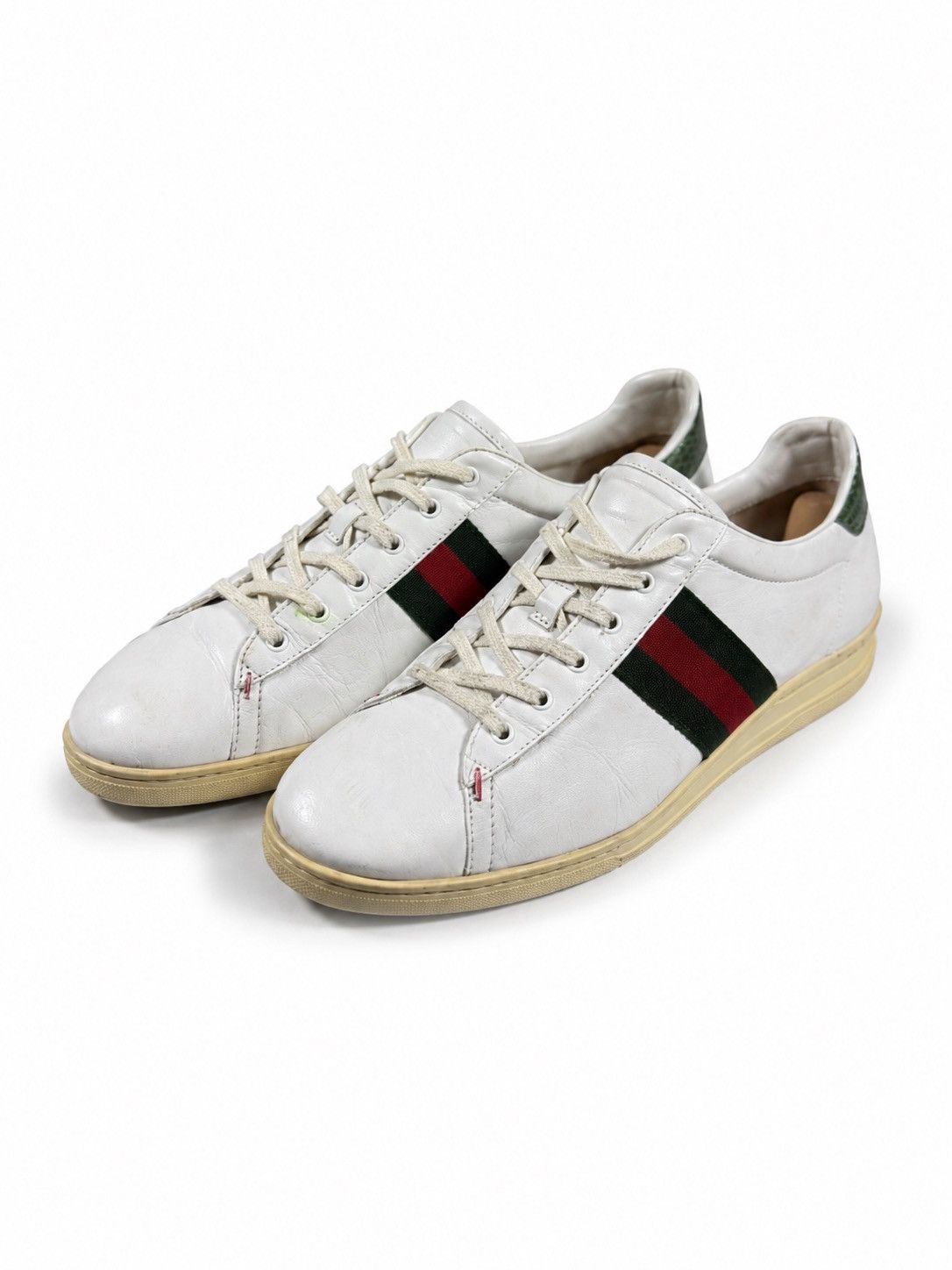 Gucci Gucci Ace Web Stripe Sneakers – White Size US 7 / EU 40 - 1 Thumbnail