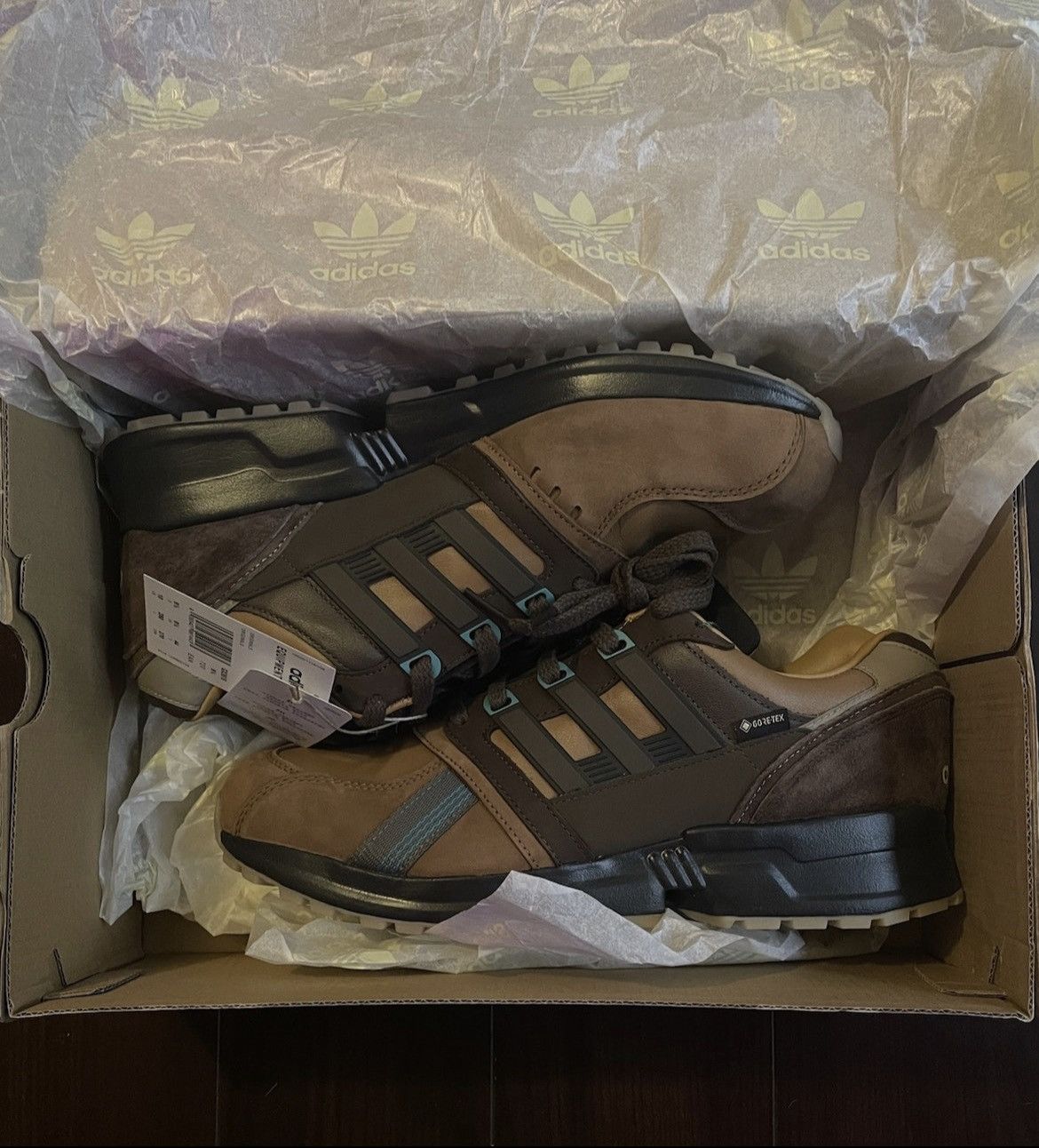 image of Adidas Equipment Csg 91 Gore-Tex Shoes in Brown/Black/Blue, Men's (Size 10)