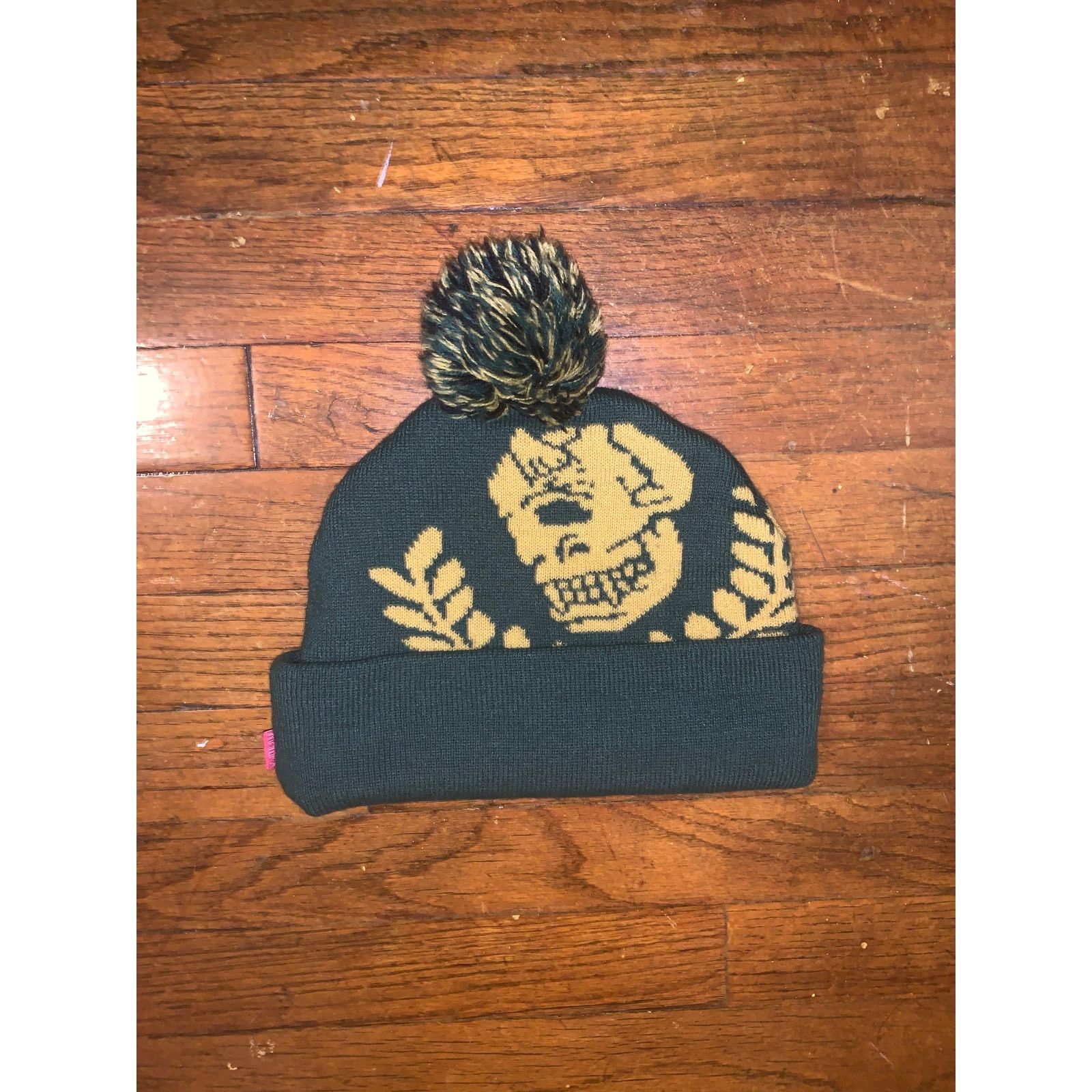 Mishka Mishka Green Puff Beanie Skull Logo | Y2K Gothic Streetwear Size ONE SIZE - 2 Thumbnail