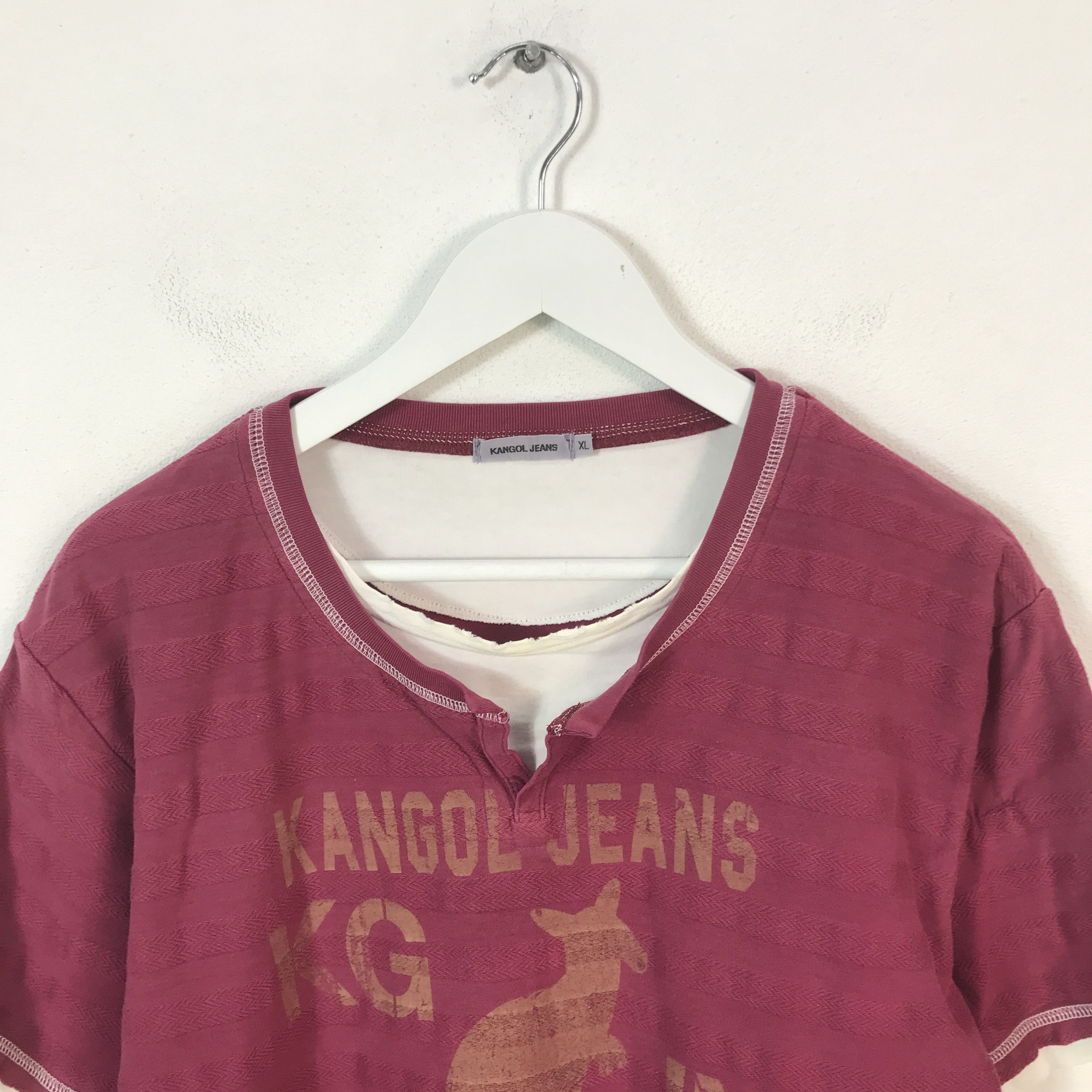 Japanese Brand Kangol Jeans Double Collar Tshirt Size US XL / EU 56 / 4 - 2 Thumbnail