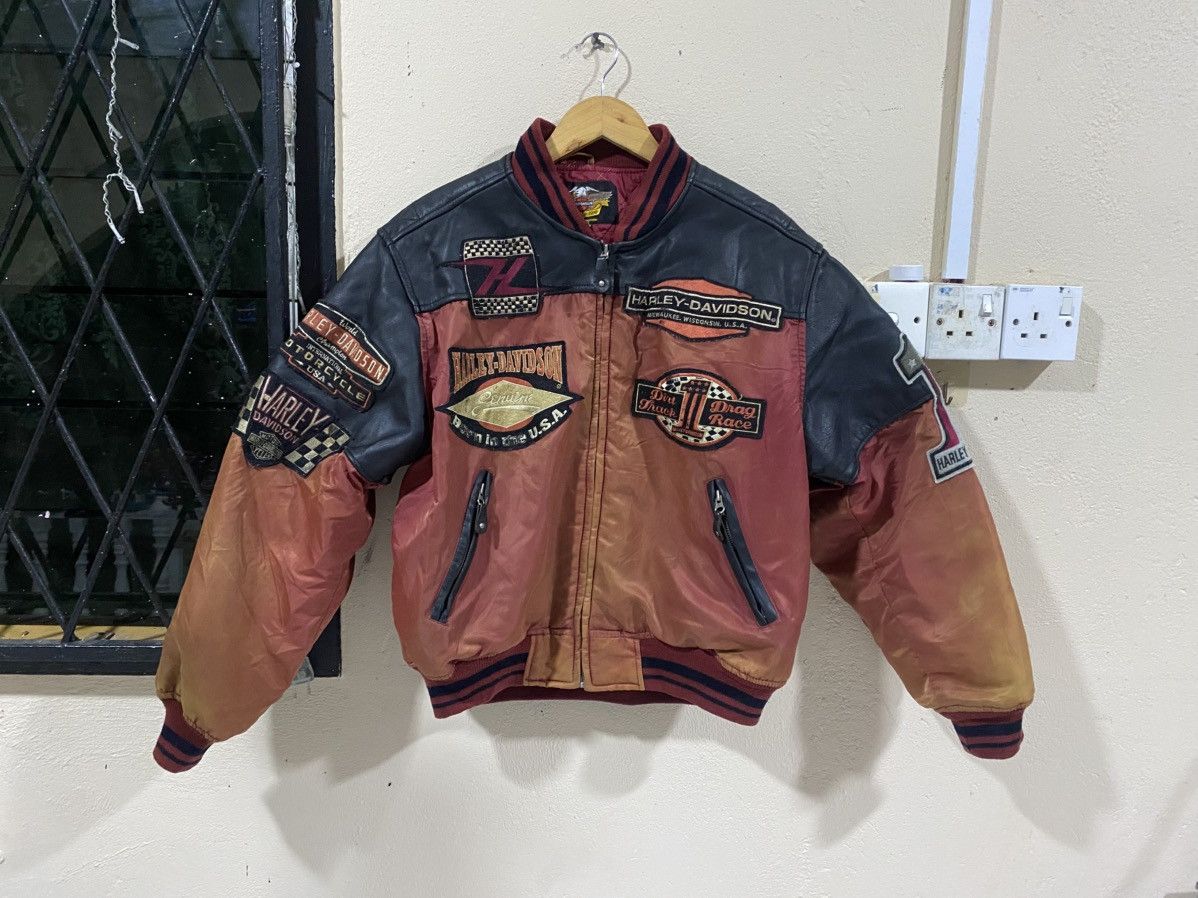 Harley Davidson Harley Davidson 90s Sunfaded Bombers Leather Trim Size US L / EU 52-54 / 3 - 1 Thumbnail