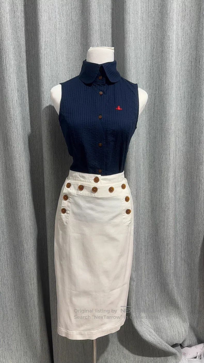 Vivienne Westwood Vivienne Westwood Navy Blue Sleeveless Shirt Size M / US 6-8 / IT 42-44 - 7 Thumbnail