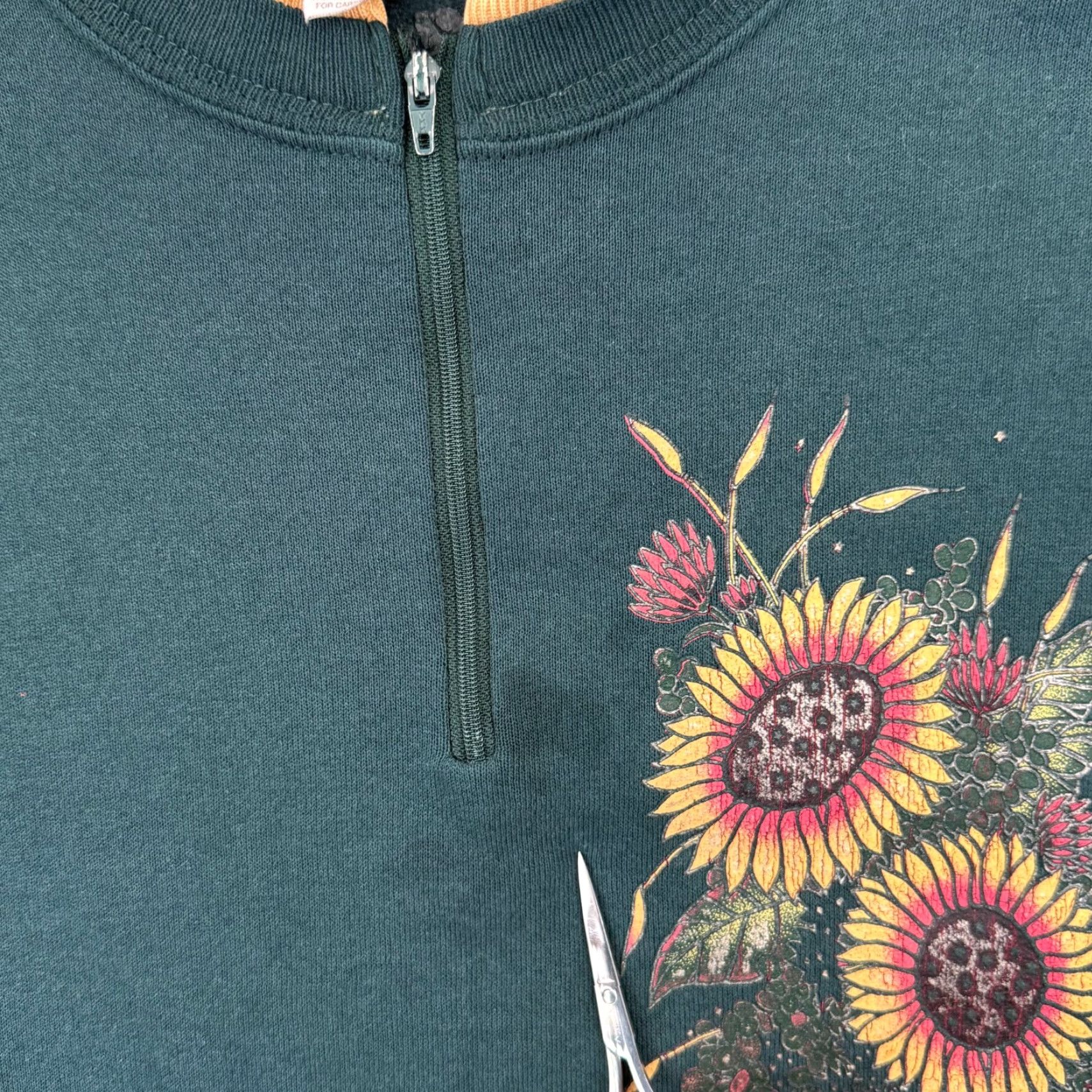 Vintage VINTAGE Morning Sun Sweatshirt Women XL Green Floral 90s Zip Casual Granny Knit Size XL / US 12-14 / IT 48-50 - 4 Thumbnail