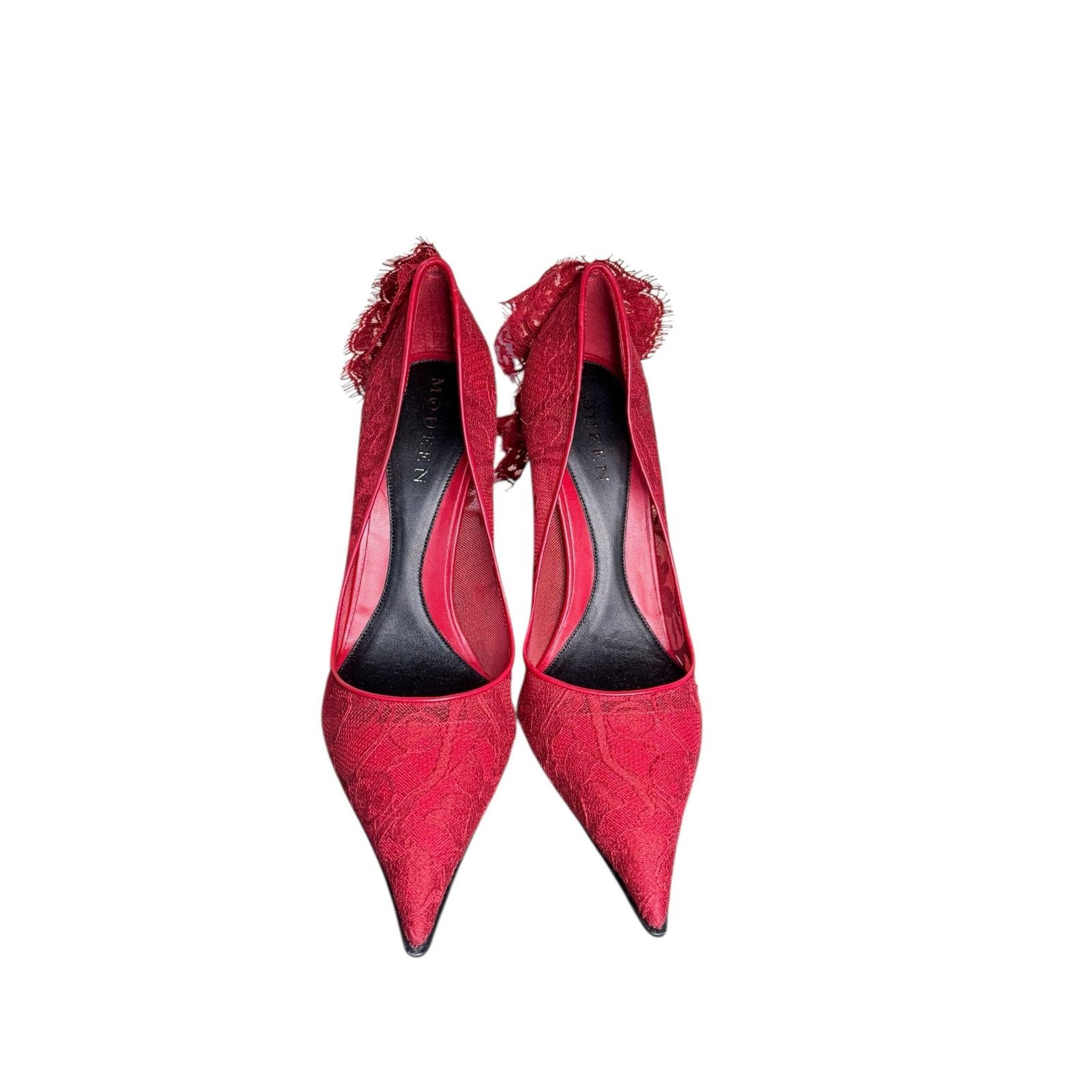 Alexander McQueen Alexander McQueen Drape Lace Pointed Toe Pump Crimson Sz 40 Size US 10 / IT 40 - 3 Thumbnail