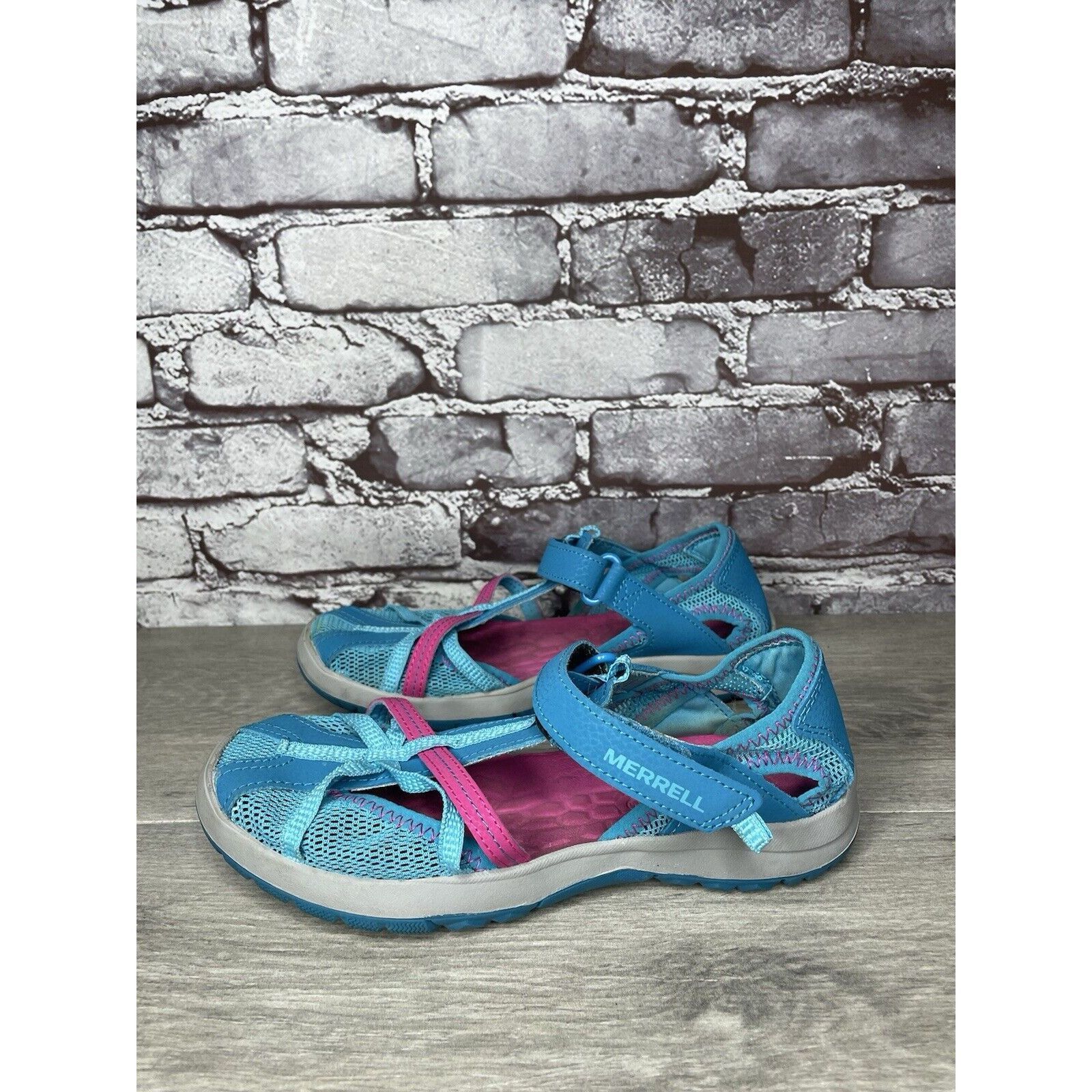 Merrell Merrellb61594 Blue Textile Synthetic Mesh Maryjane Strap Sho Size US 5 / IT 35 - 13 Thumbnail
