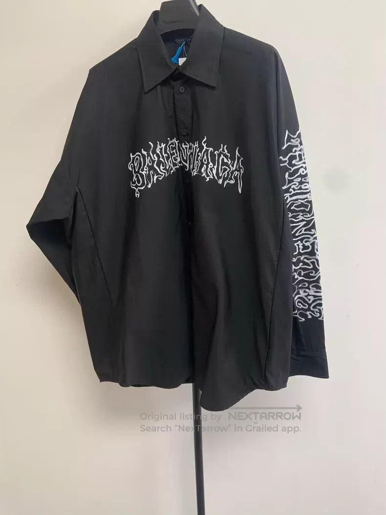 Balenciaga Balenciaga Printed Single Breasted Long Sleeve Shirt Black Size US S / EU 44-46 / 1 - 1 Thumbnail