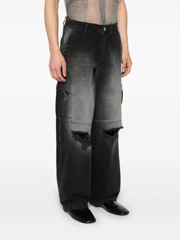 Han Kjobenhavn NWT $490 - Distressed Washed Denim Cargo Trousers Size US 32 / EU 48 - 2 Thumbnail