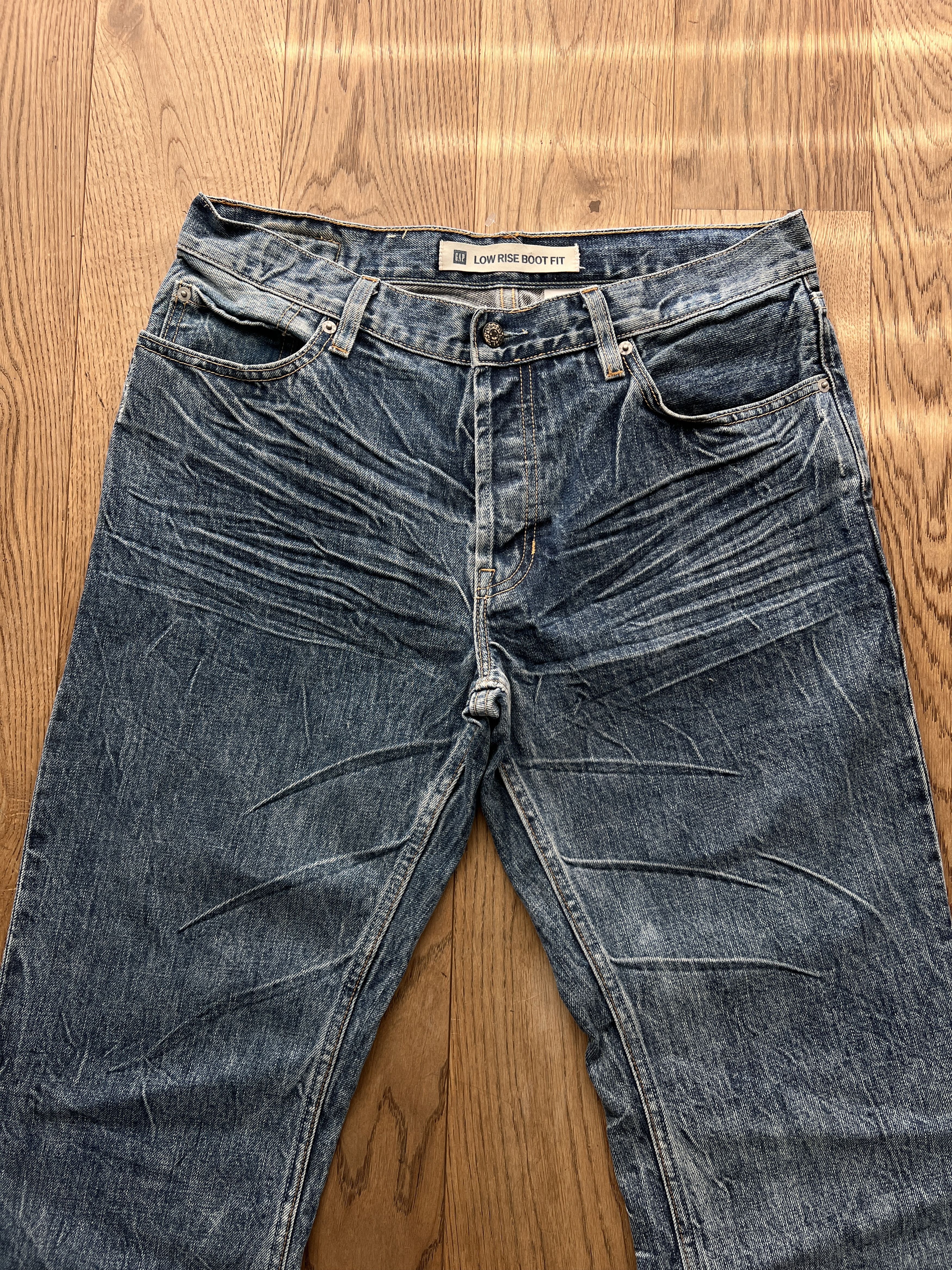 Gap Crazy Y2K GAP boot cut washed denim flared vintage 2000s low Size US 33 - 4 Thumbnail