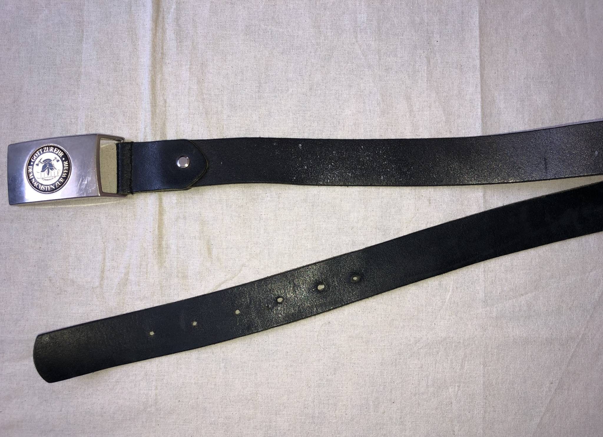 Vintage Vintage Black leather belt of the German fire service Size ONE SIZE - 6 Thumbnail