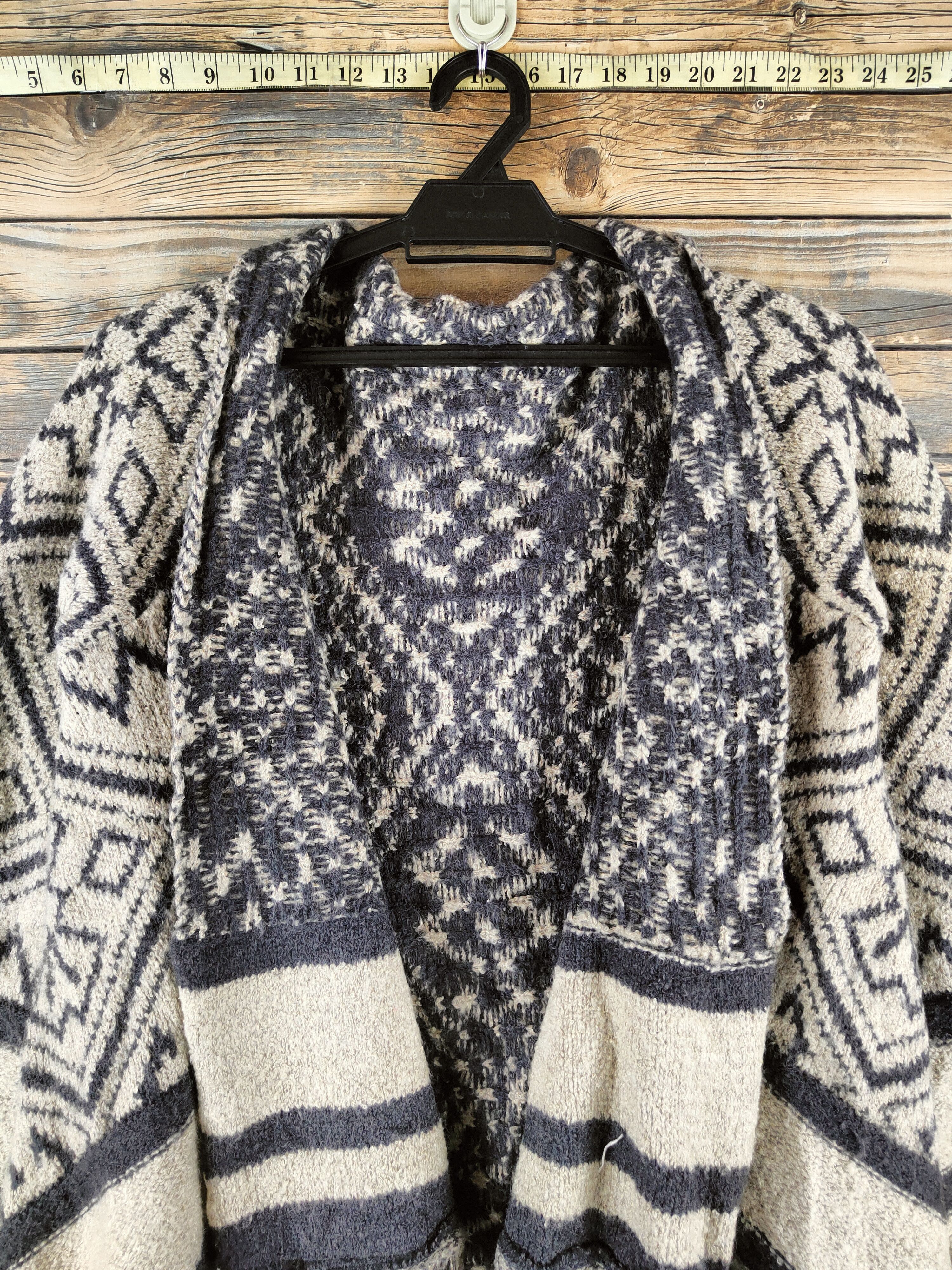 Japanese Brand DL Dazzle Dark Gray Cream Knitwear Cardigans #46-433 Size M / US 6-8 / IT 42-44 - 2 Thumbnail