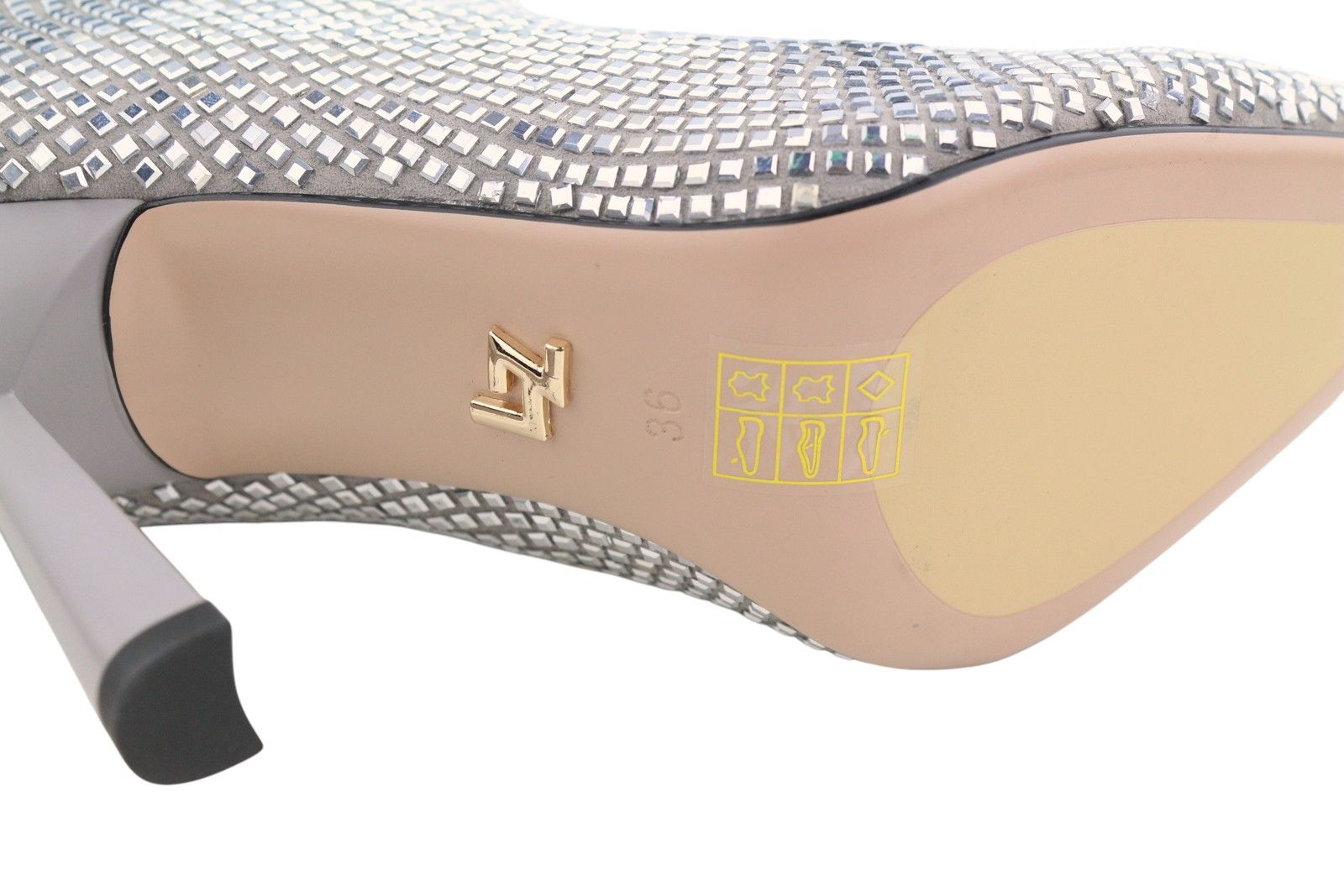 LOLA CRUZ KOILO EU36 Silver Suede Shiny Glitter Ankle 87544