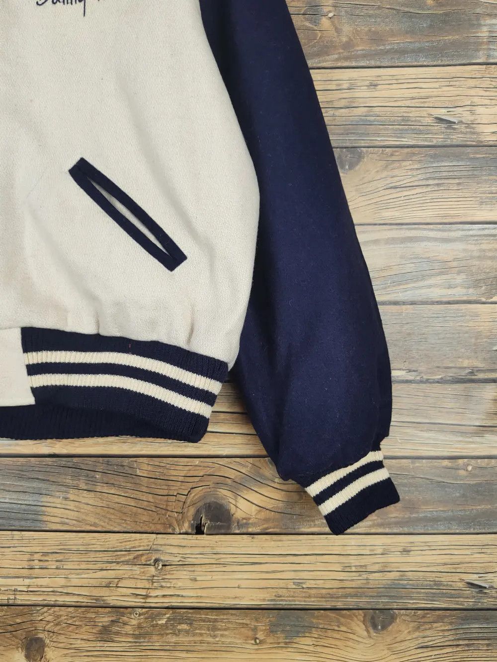 Japanese Brand Danny First Navy Cream Varsity Jackets #W1071 Size US S / EU 44-46 / 1 - 12 Thumbnail