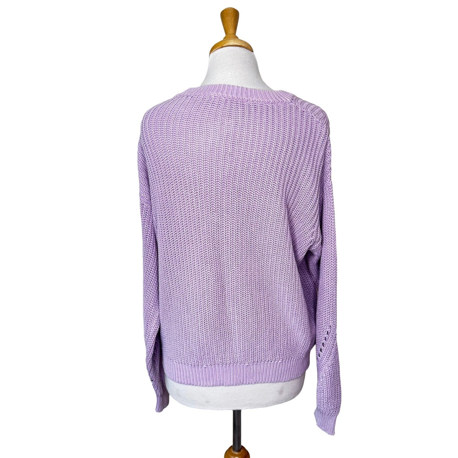 Marine Layer MARINE LAYER Crewneck 100% Cotton Open Knit Chevron Sweater Size L / US 10 / IT 46 - 4 Thumbnail
