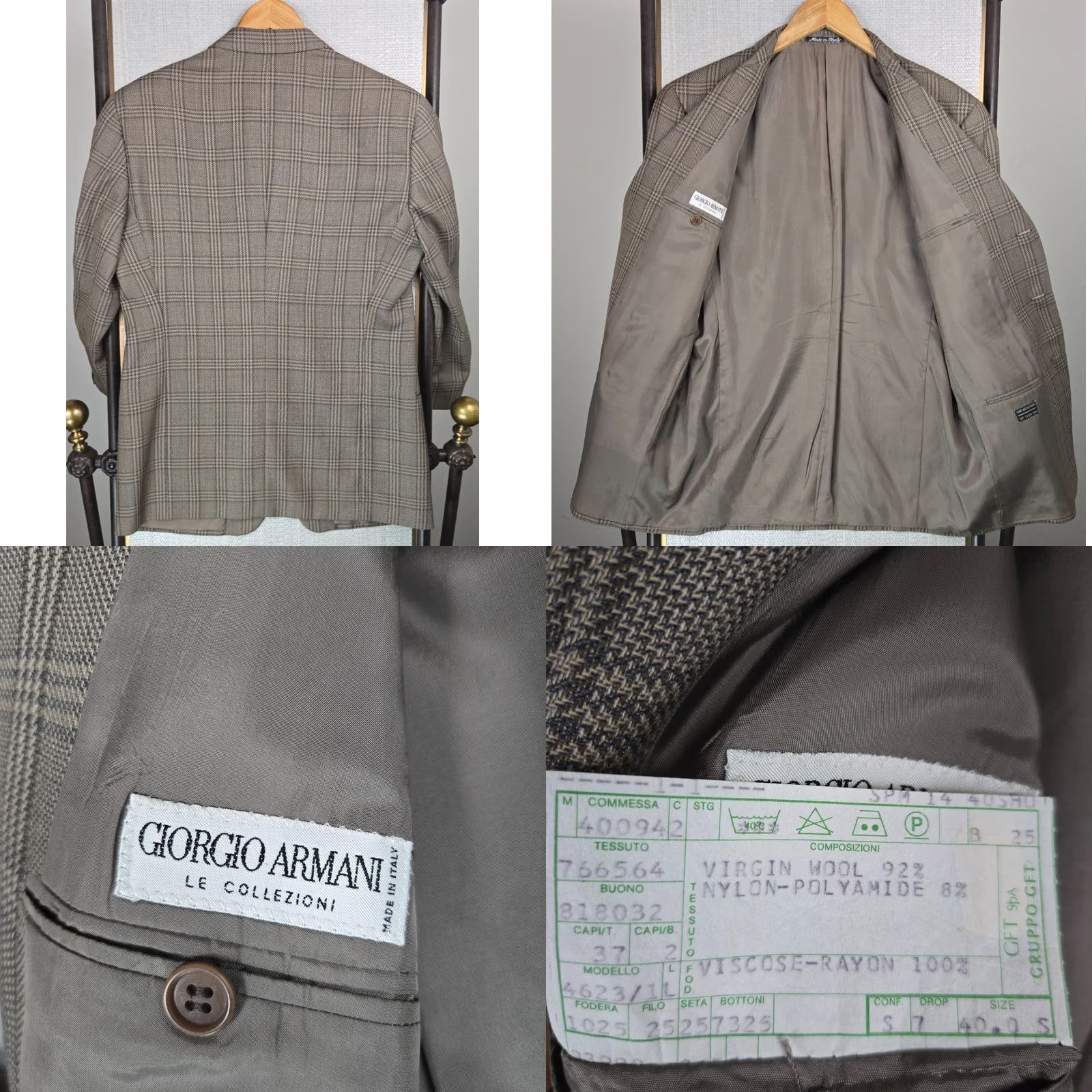 Giorgio Armani Giorgio Armani Le Collezioni Jacket Coat Three-Button Notch Lined Wool/Nylon Brown 40 Mens Regular Size Jacket/Coat Size US XXS / EU 40 - 8 Thumbnail