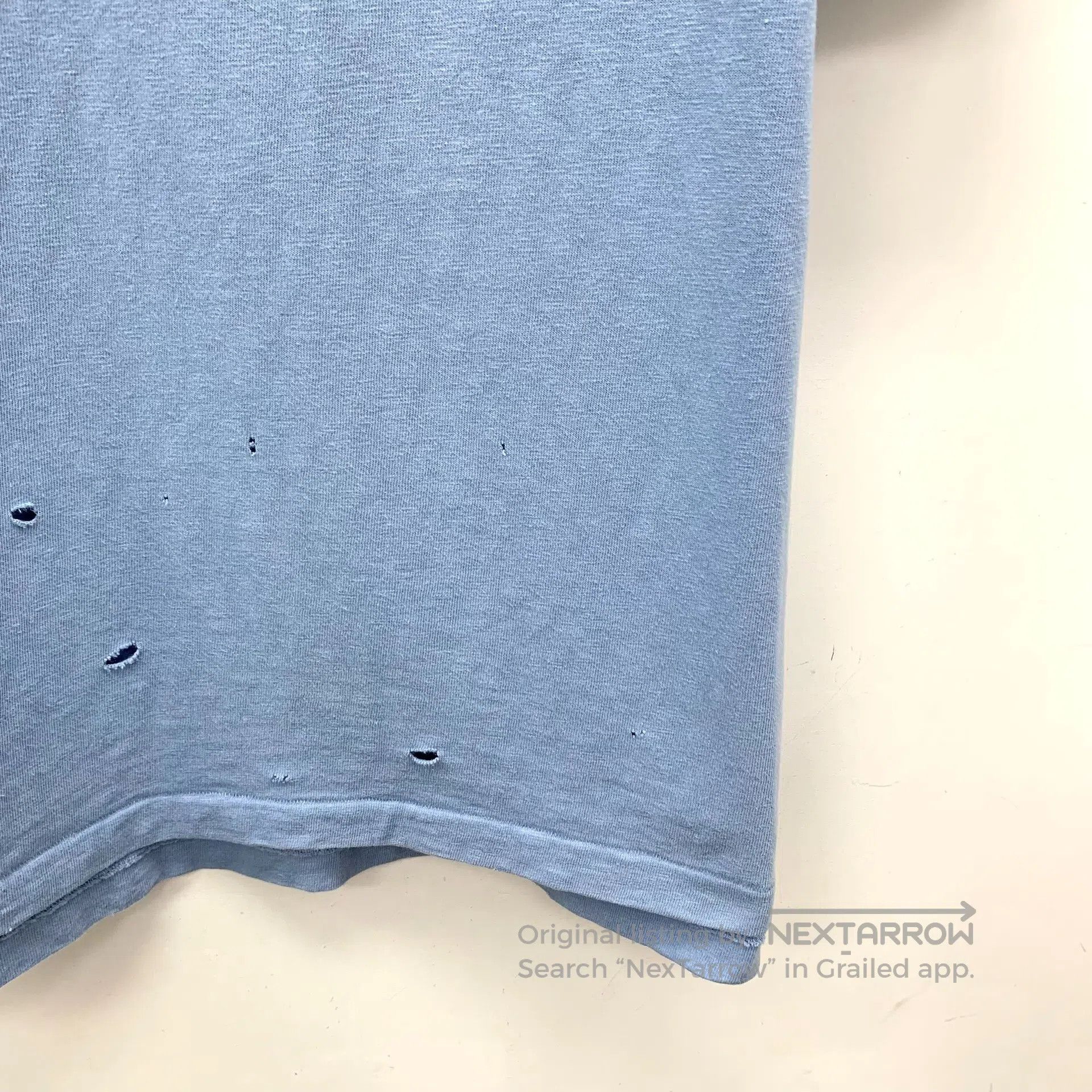 Dior Dior Blue Aged Hole Design Cotton Round Neck Short Sleeve Size US L / EU 52-54 / 3 - 4 Thumbnail