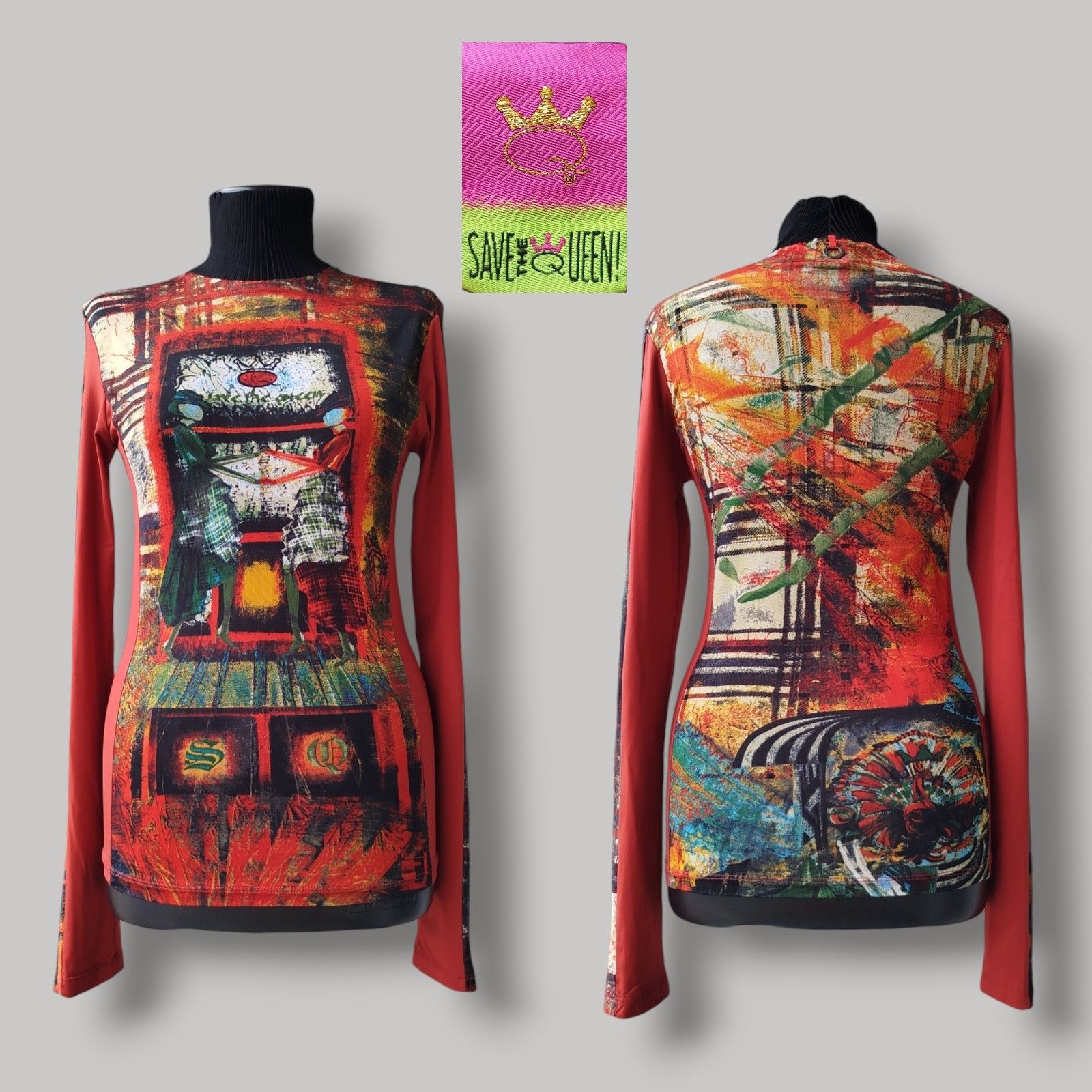 Jean Paul Gaultier Save The Queen Top Graphic Print Abstract Vintage Y2K Size M / US 6-8 / IT 42-44 - 1 Thumbnail