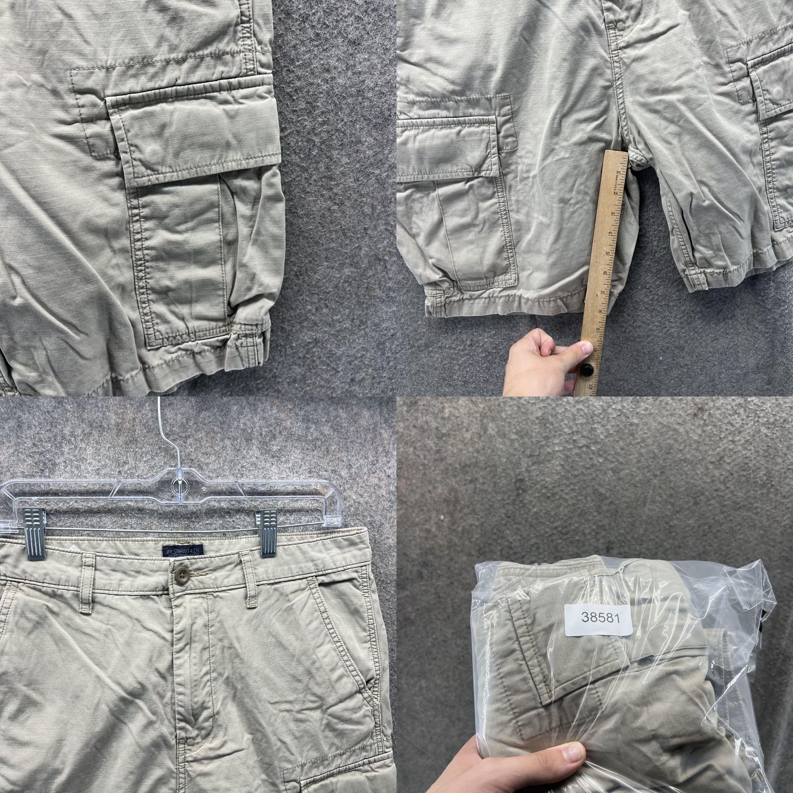 Levi's Levi's Cargo Shorts Mens 32 Khaki WaterLess Ripstop Utility Multi Pocket Shorts Mens 32 Beige Pockets Cargo Casual Men Size US 32 / EU 48 - 8 Thumbnail