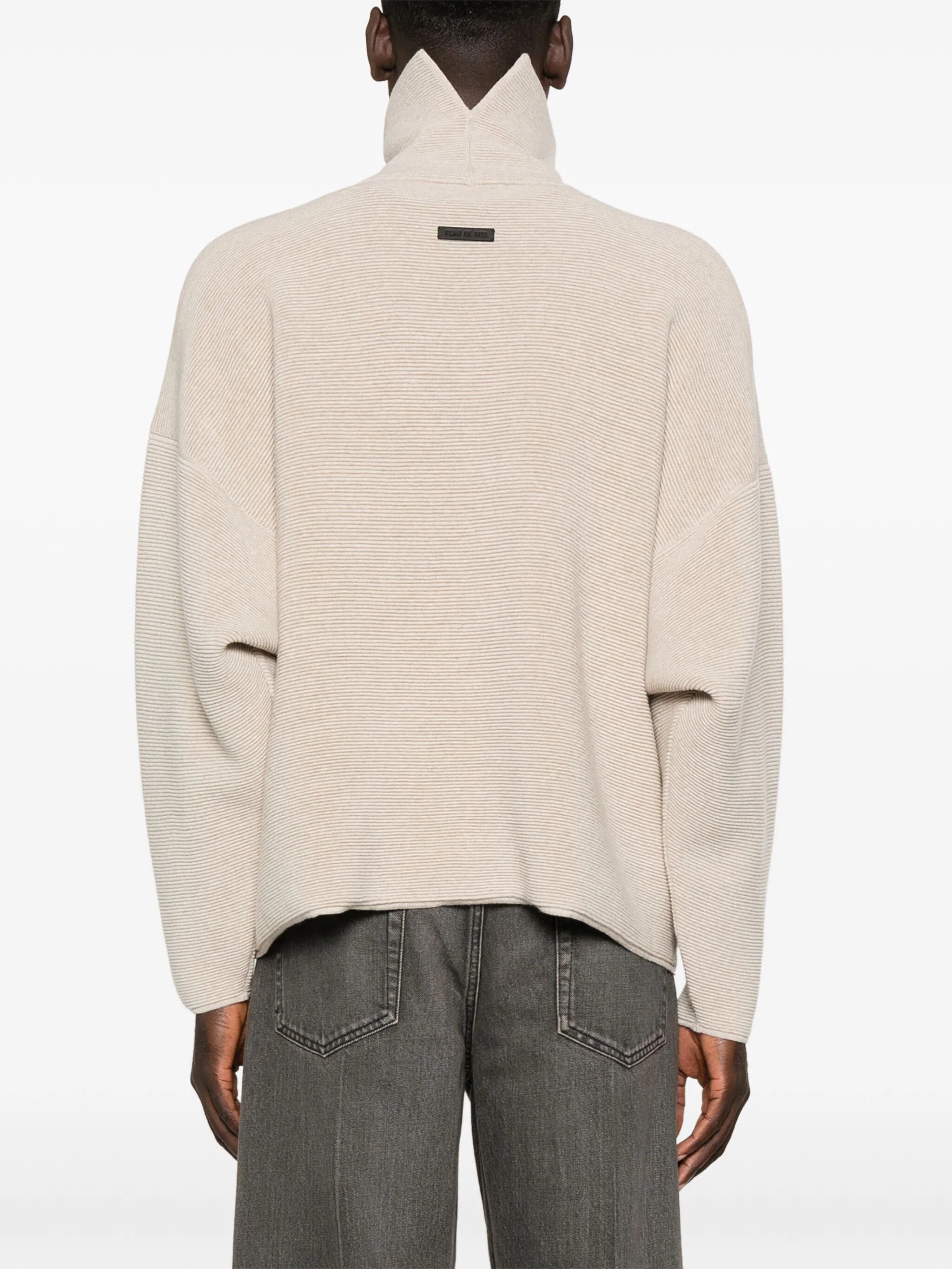 Fear of God o1s22i1n1024 High-Neck Ottoman Pullover Sweater in Beige Size US L / EU 52-54 / 3 - 4 Thumbnail