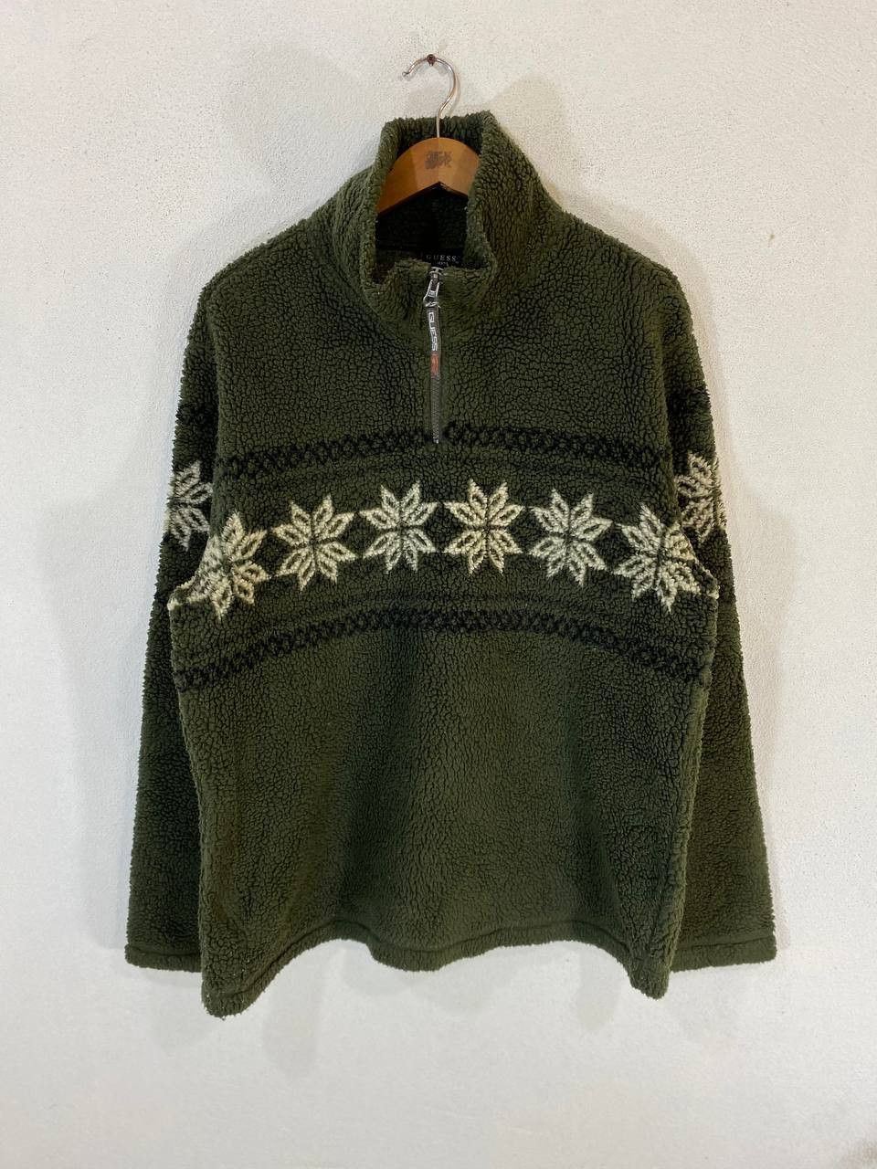 vintage guess half zipper fleece jacket nice design