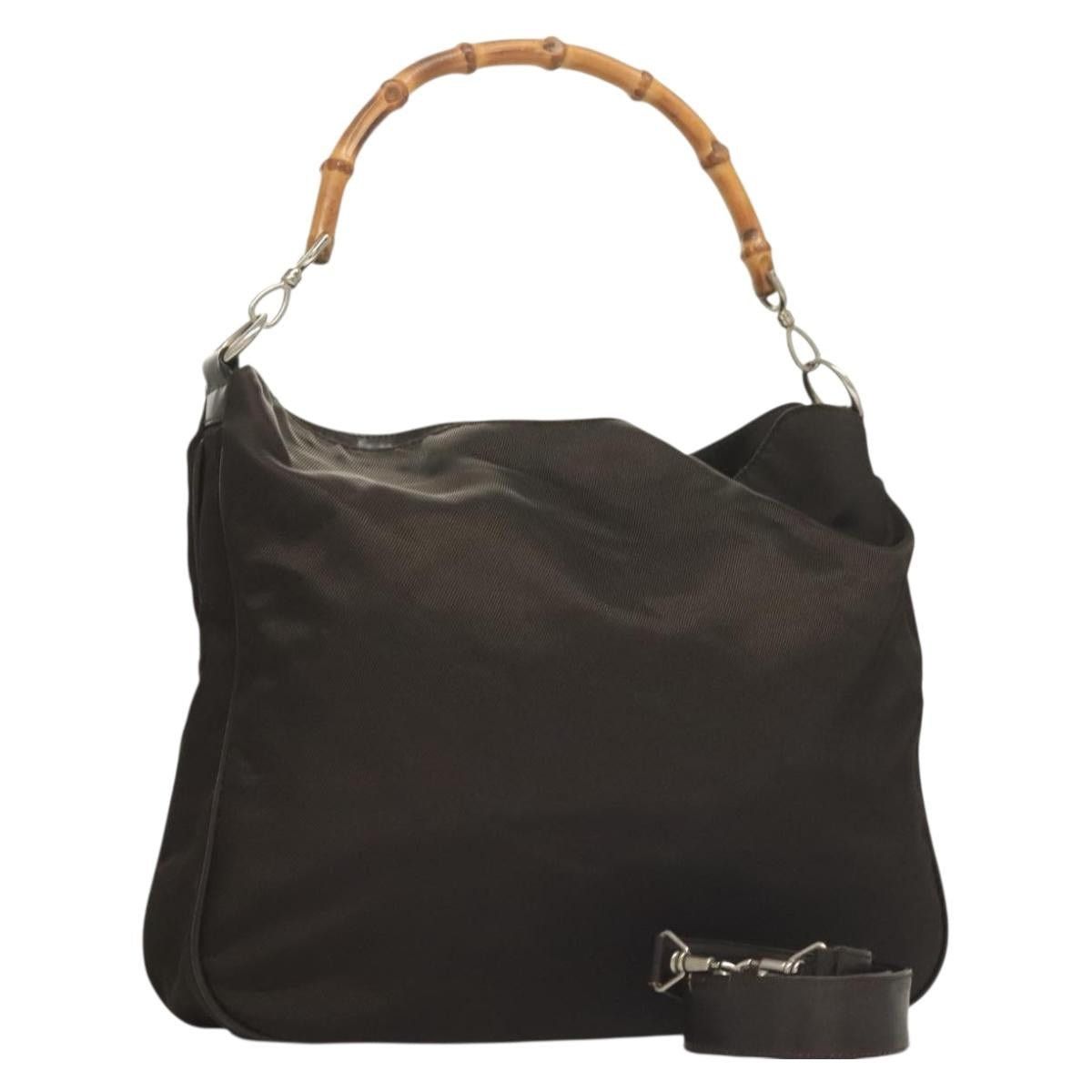 Gucci GUCCI Bamboo Hand Bag Nylon Brown Silver 001 1553 001 1553 Size ONE SIZE - 1 Thumbnail