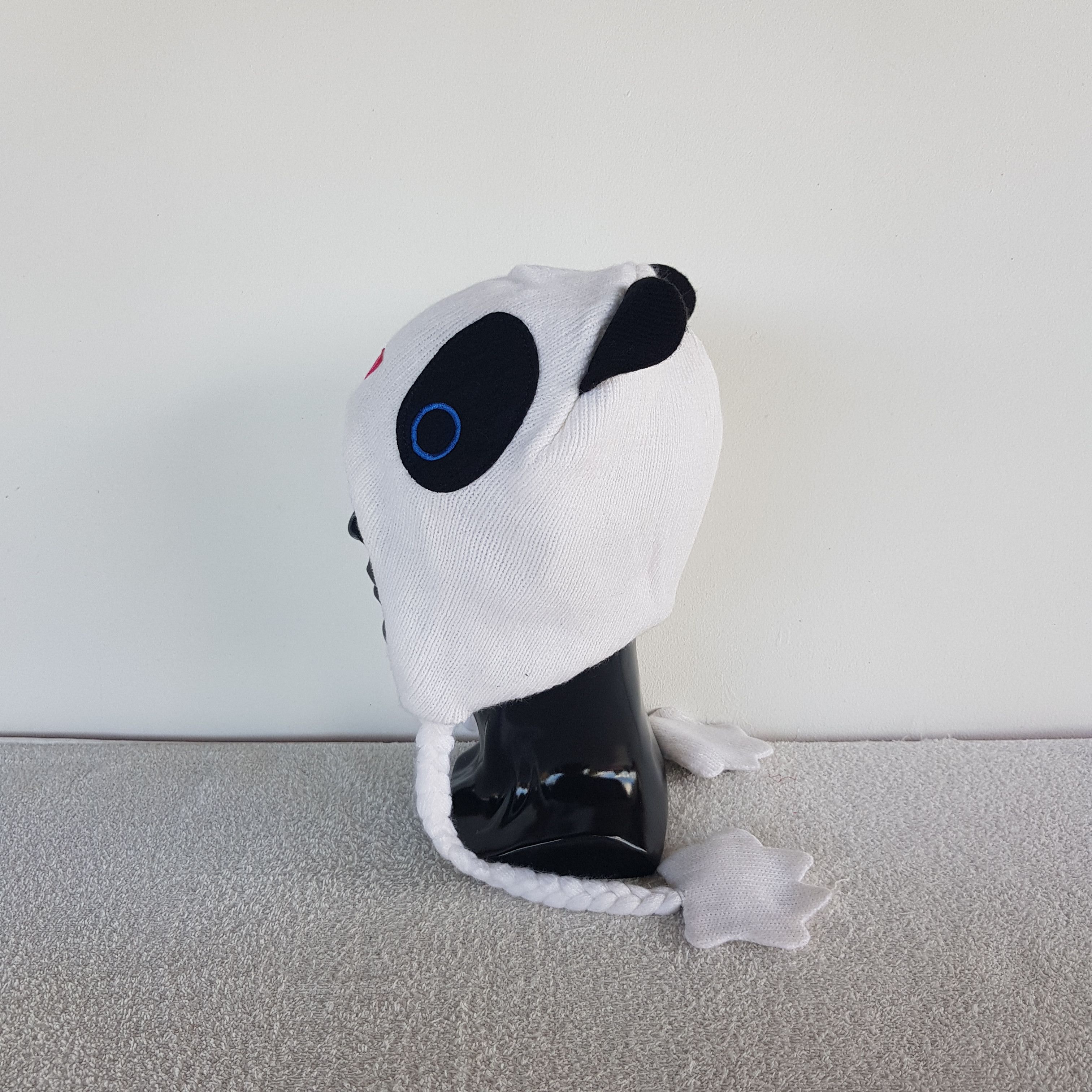 Japanese Brand Vintage Panda Earflap Beanie Ribbed Knit Snow Caps Hats. Size ONE SIZE - 5 Thumbnail