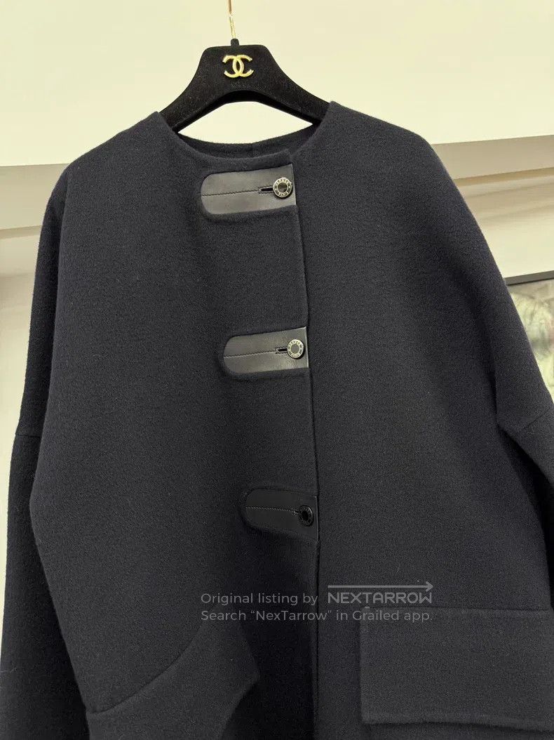 Hermes Hermes Black and Blue Faux Fur Cashmere Coat Size S / US 4 / IT 40 - 2 Thumbnail