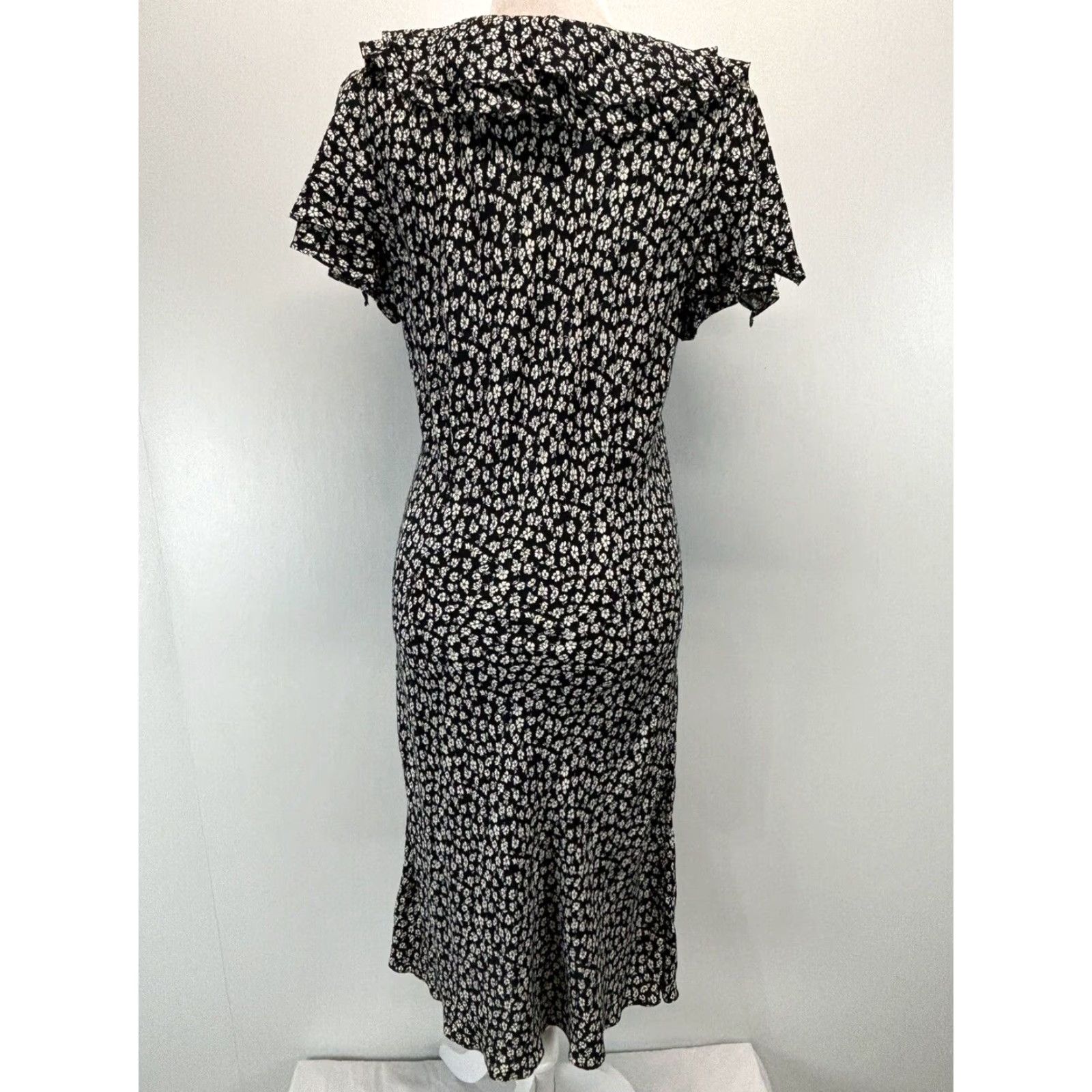 Vintage VINTAGE Betsy Lauren Floral Midi Dress White Grunge Ruffle Sz 8 Womens 90s Size M / US 6-8 / IT 42-44 - 3 Thumbnail
