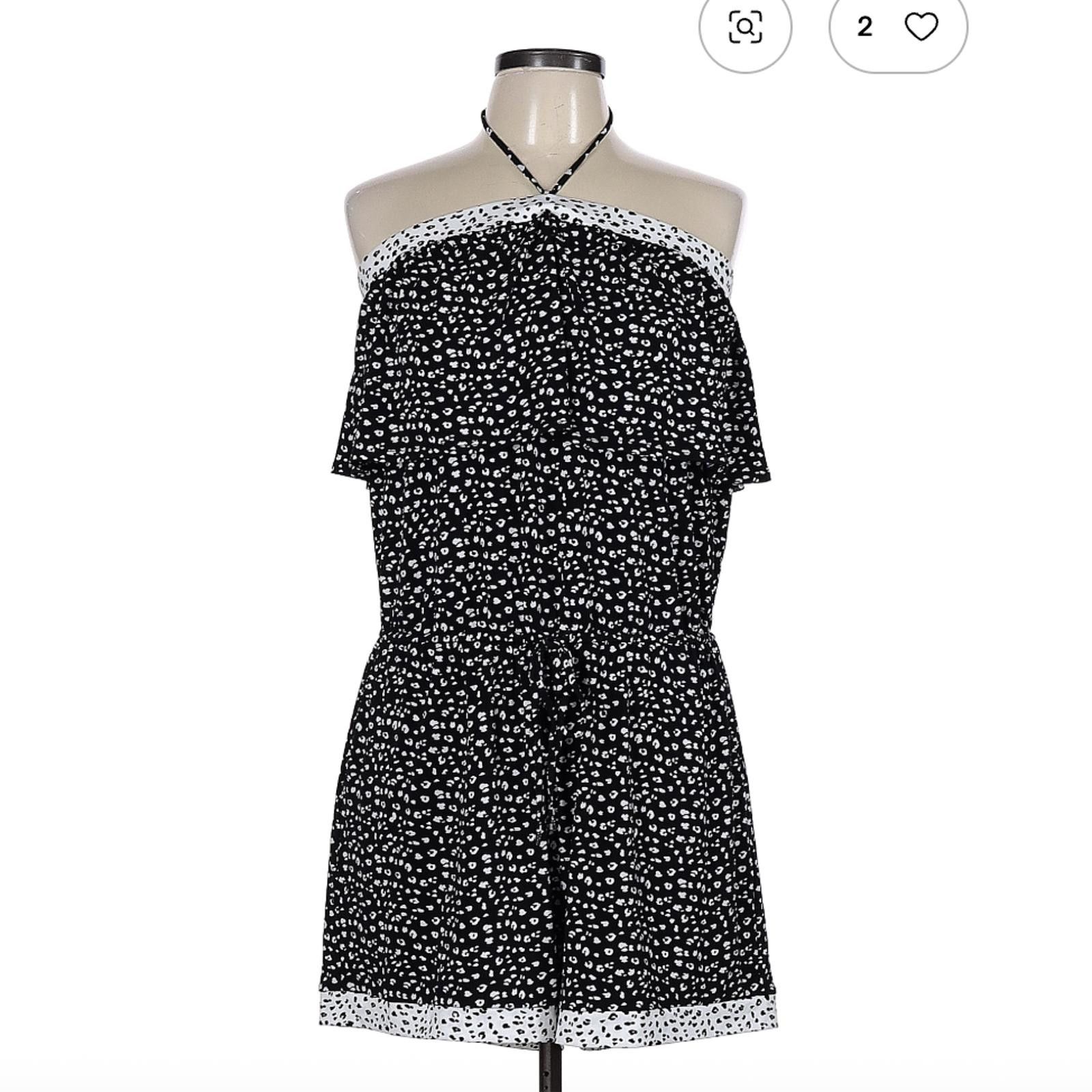 Other White House Black Market Black Printed Romper Size L Size 36" / US 14 / IT 50 - 1 Thumbnail