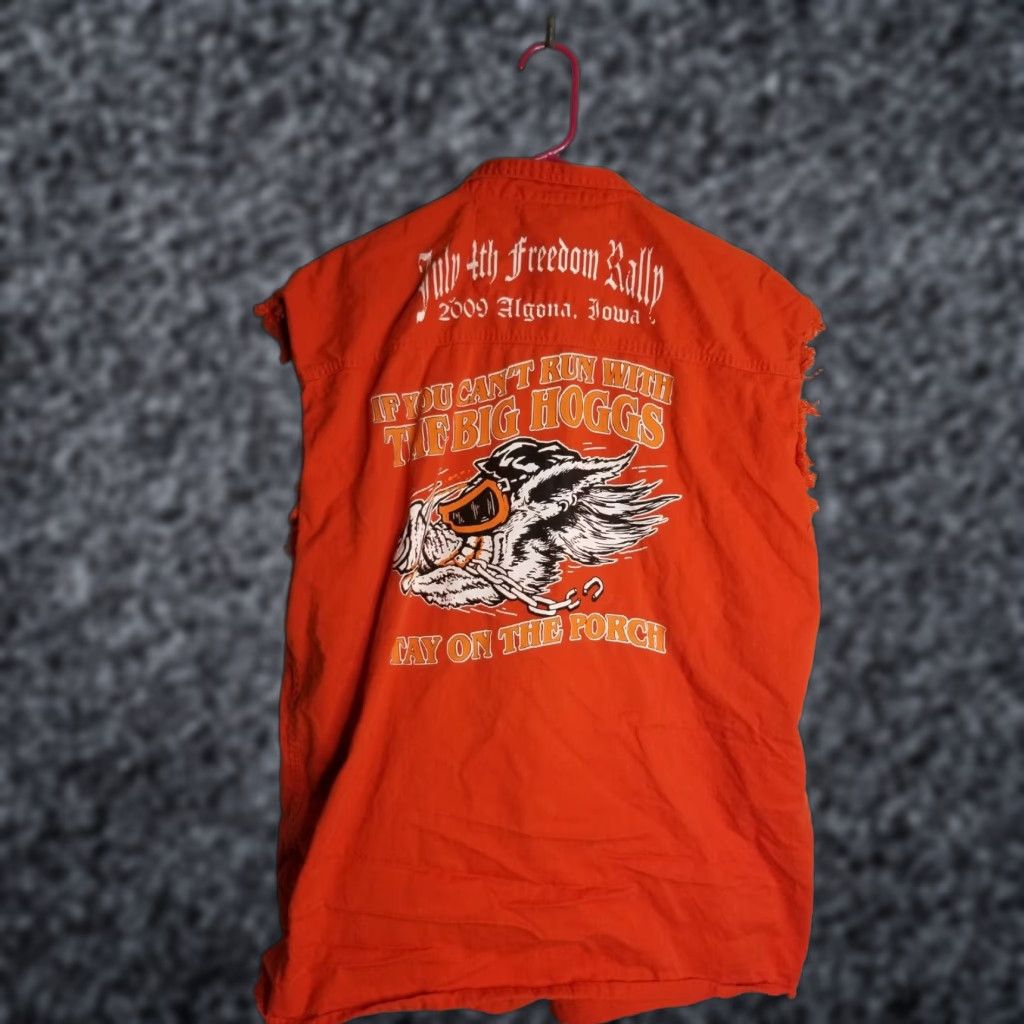 Vintage Freedom Rally Mens L Orange Motorcycle Shirt Vest Size US L / EU 52-54 / 3 - 1 Thumbnail