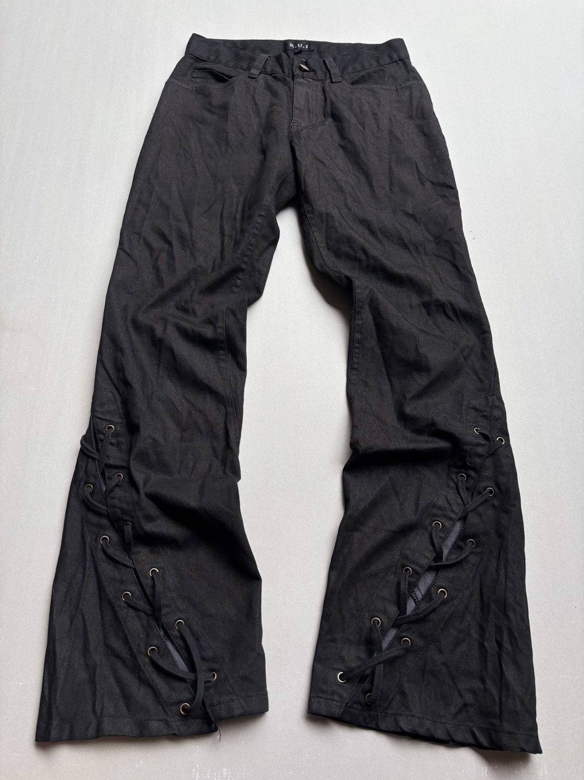 Japanese Brand Kui lace up flare pants Size US 28 / EU 44 - 1 Thumbnail