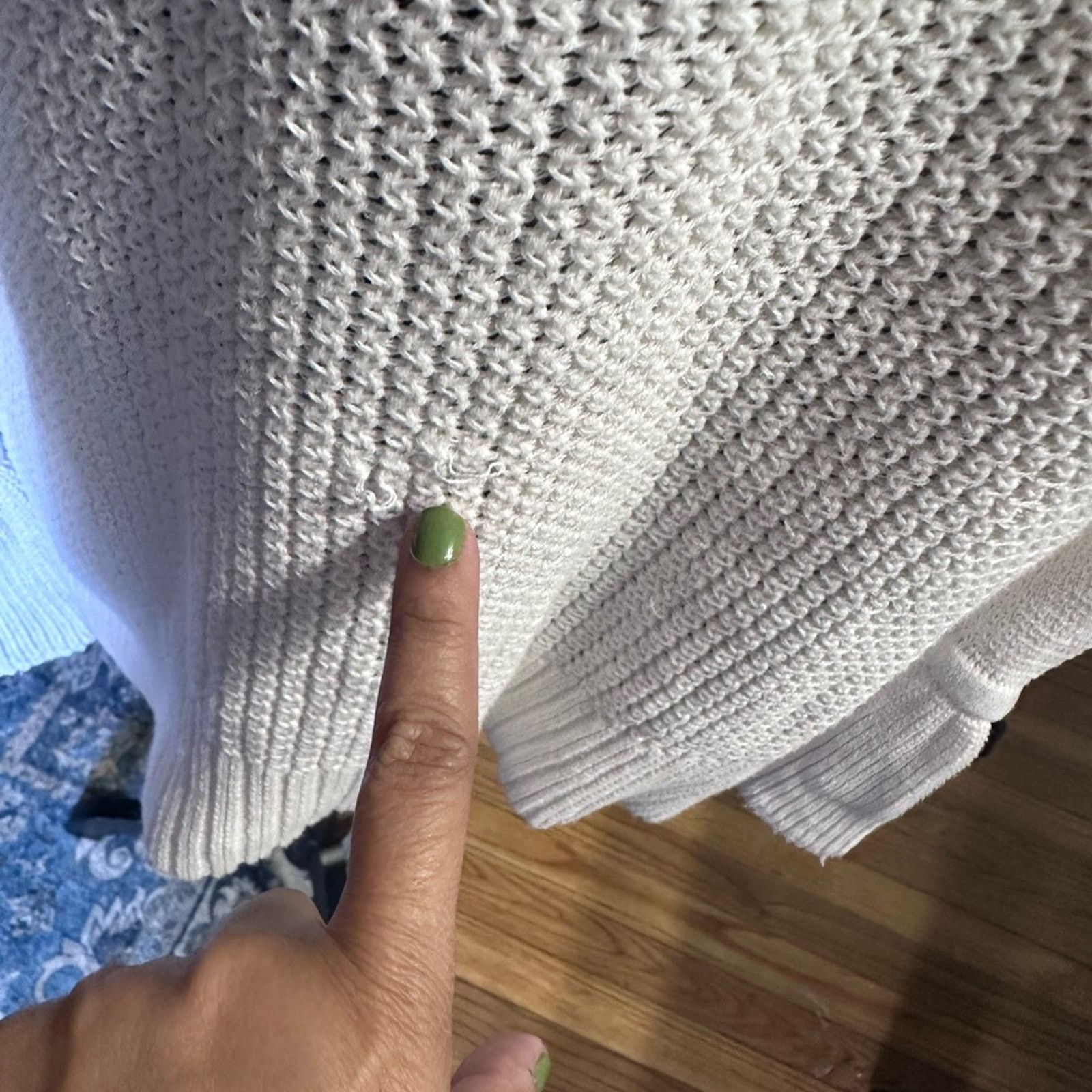 Loft LOFT Ivory White Open Knit Bell Sleeve Bow Tie Sweater Size XS / US 0-2 / IT 36-38 - 5 Thumbnail