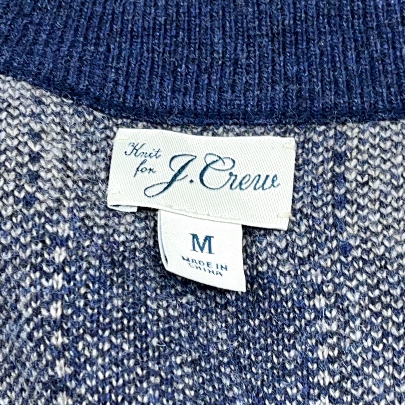 J.Crew J Crew Cardigan Sweater Men Medium Navy Blue Cream Plaid Merino Wool Grandpa Size US M / EU 48-50 / 2 - 3 Thumbnail