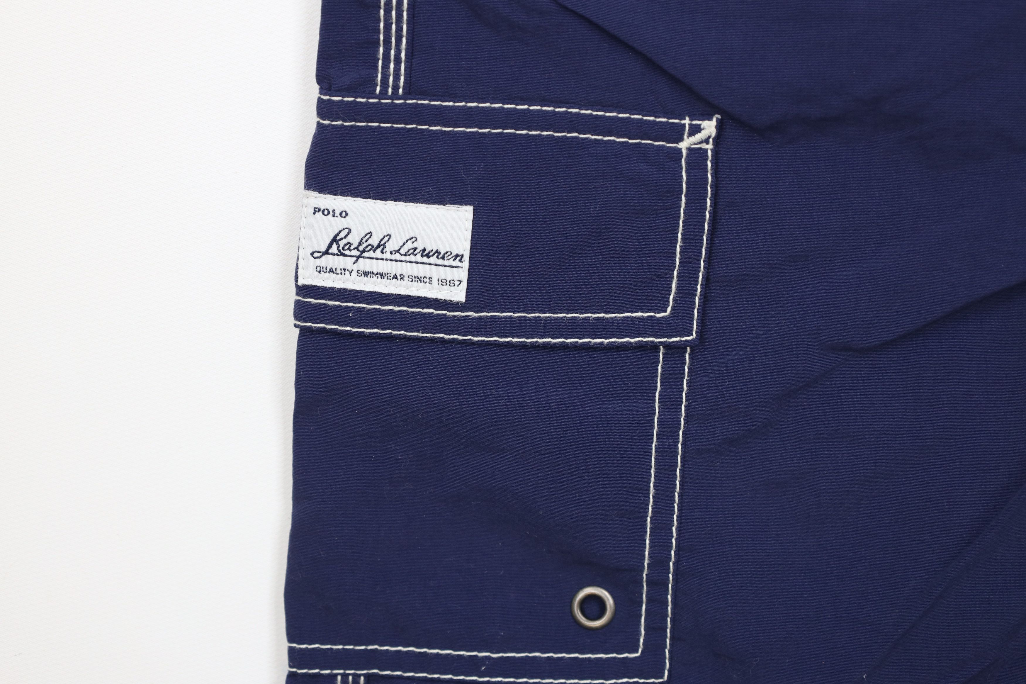 Ralph Lauren × Vintage Vintage 90s Ralph Lauren Spell Lined Shorts Swim Trunks Blue Size US 36 / EU 52 - 5 Thumbnail