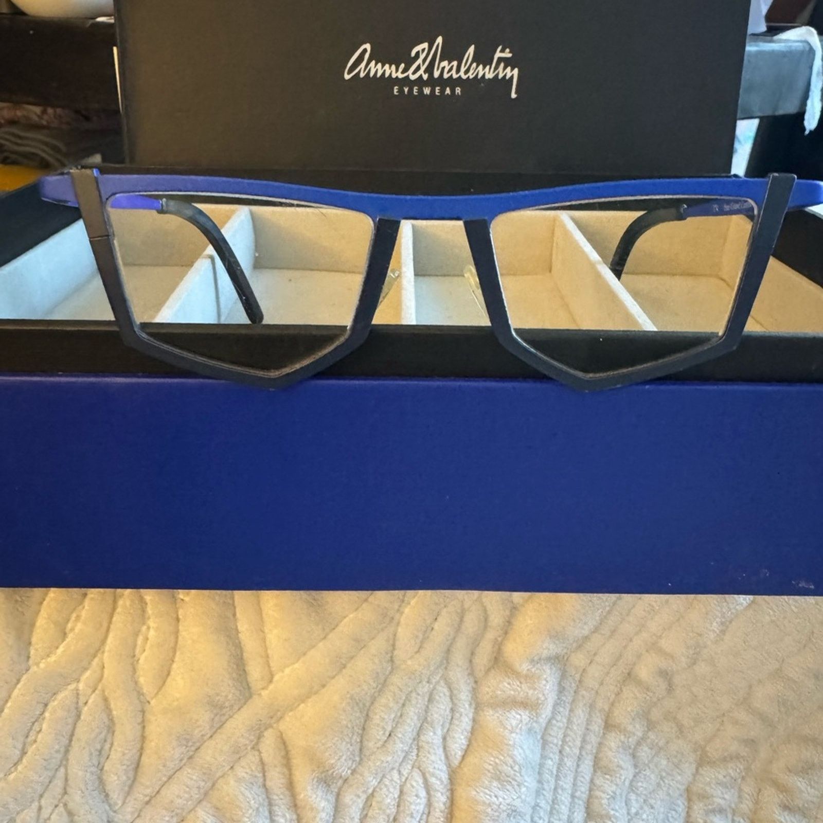 Anne & Valentin Anne et Valentin Blue and Black Geometric Titanium Frames Size ONE SIZE - 1 Thumbnail