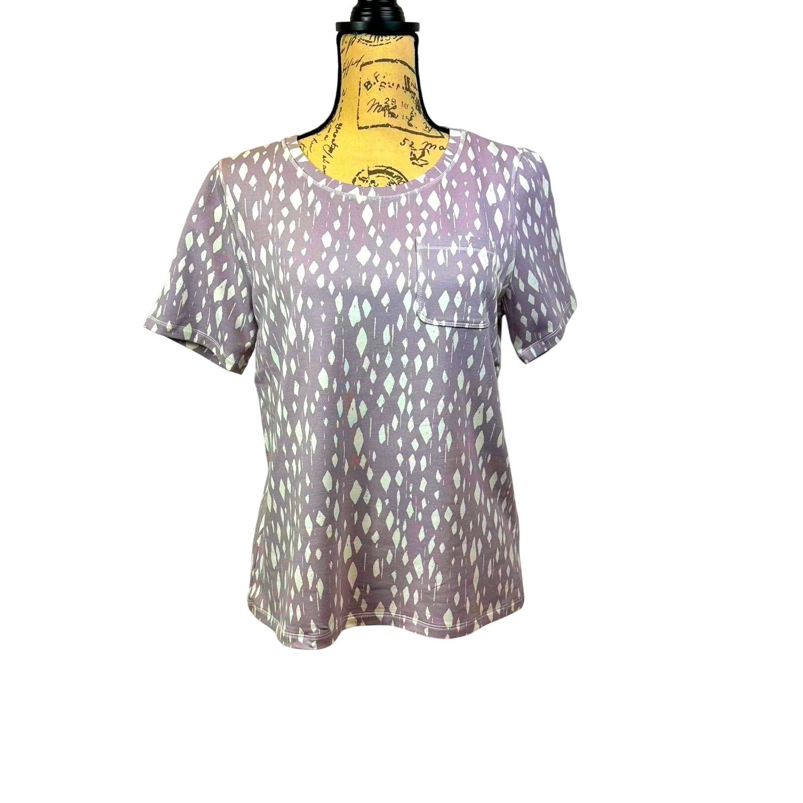 Other Zuda Short Sleeve Geometric Chest Pocket Top Purple/White S Size S / US 4 / IT 40 - 4 Thumbnail