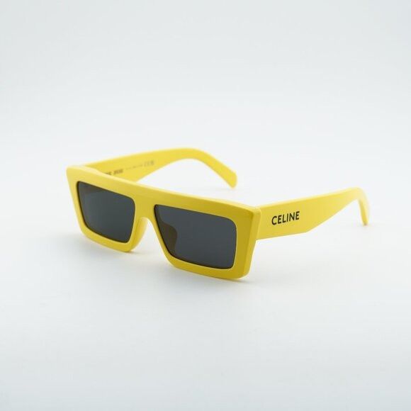 Celine Celine CL40214U 39A Sunglasses Yellow Rectangle Frame, Grey Size ONE SIZE - 1 Thumbnail