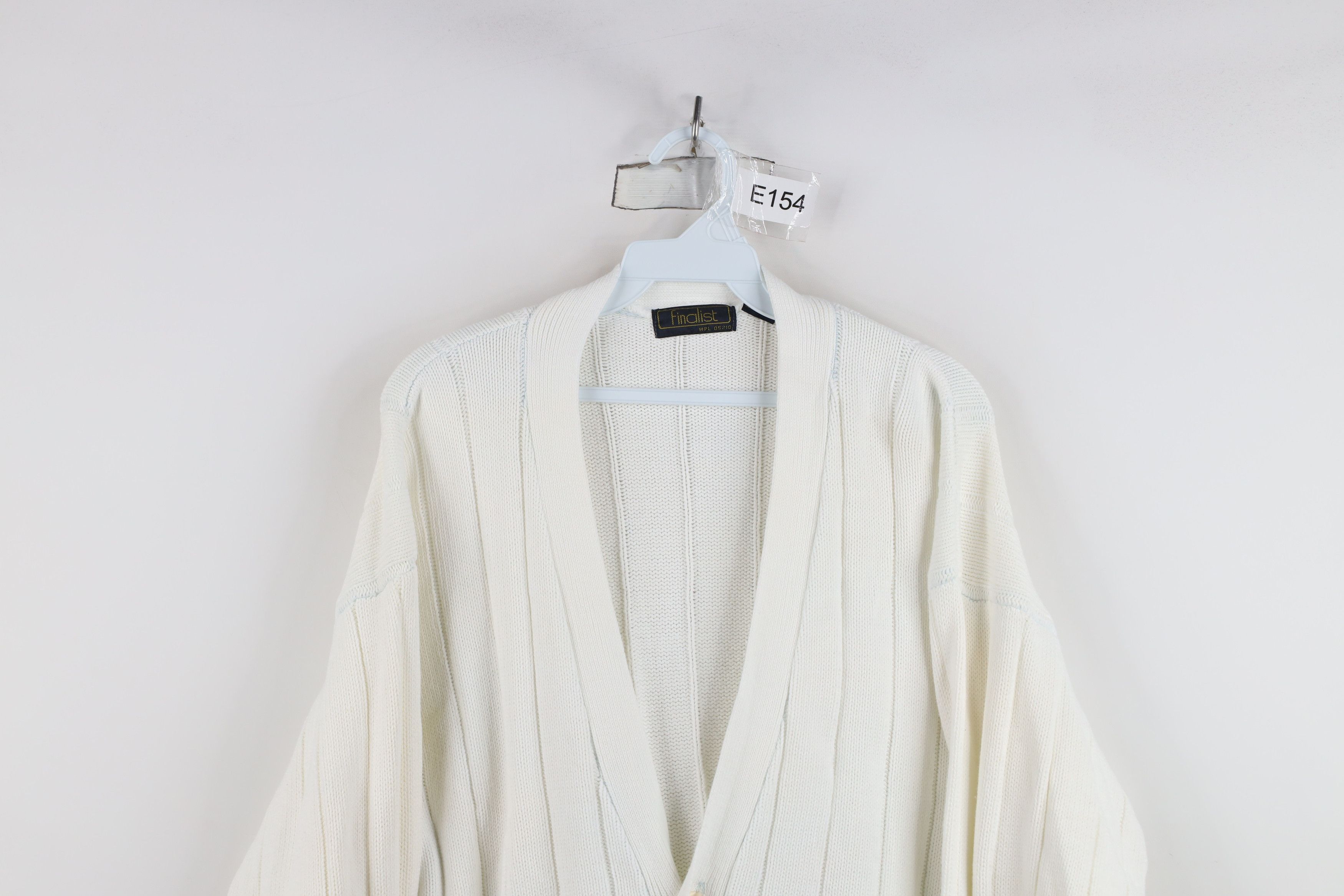 Vintage Vintage 90s Streetwear Ribbed Knit Cardigan Sweater White Size US M / EU 48-50 / 2 - 2 Thumbnail